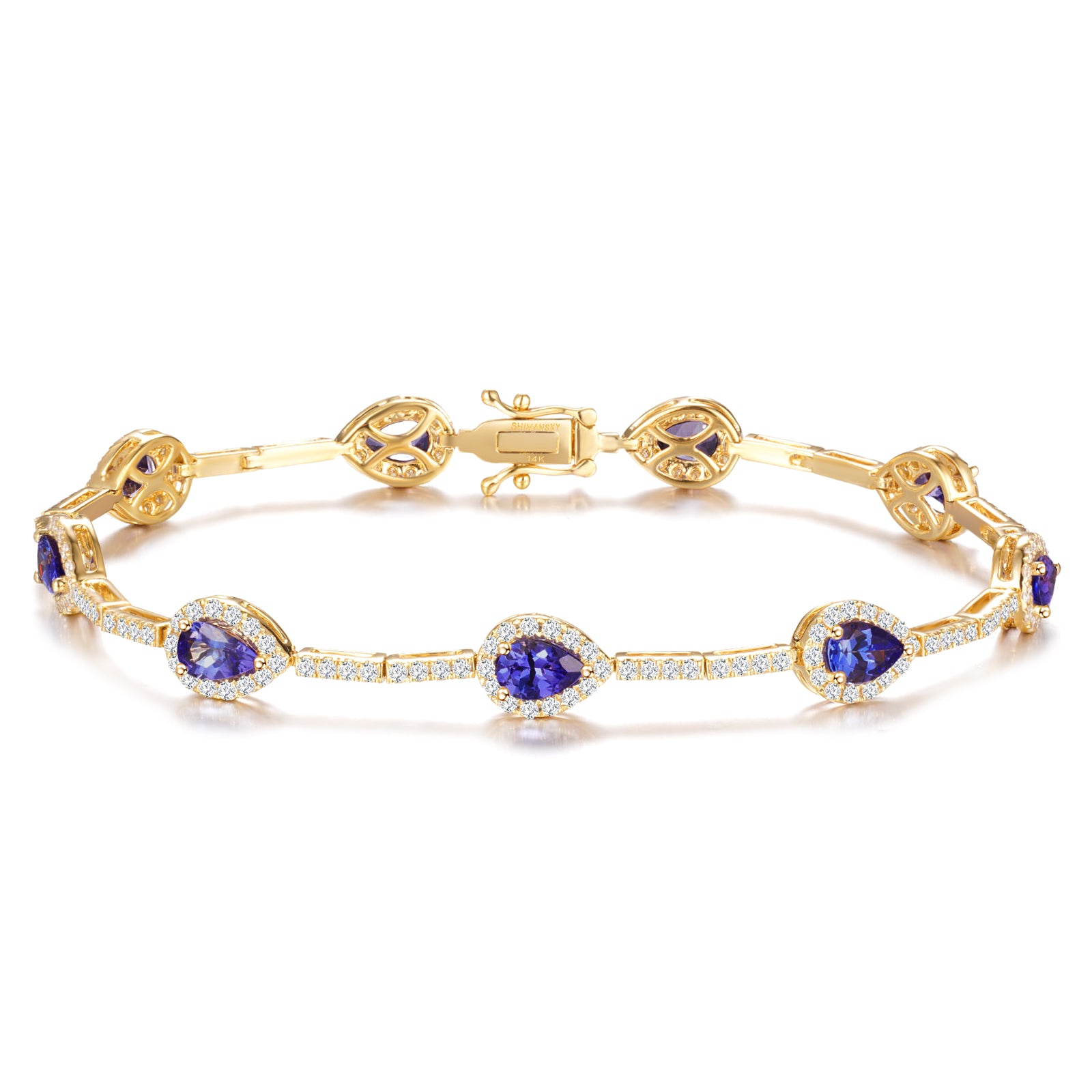Tanzanite Pear Halo Dress Bracelet - Shimansky Jewelry