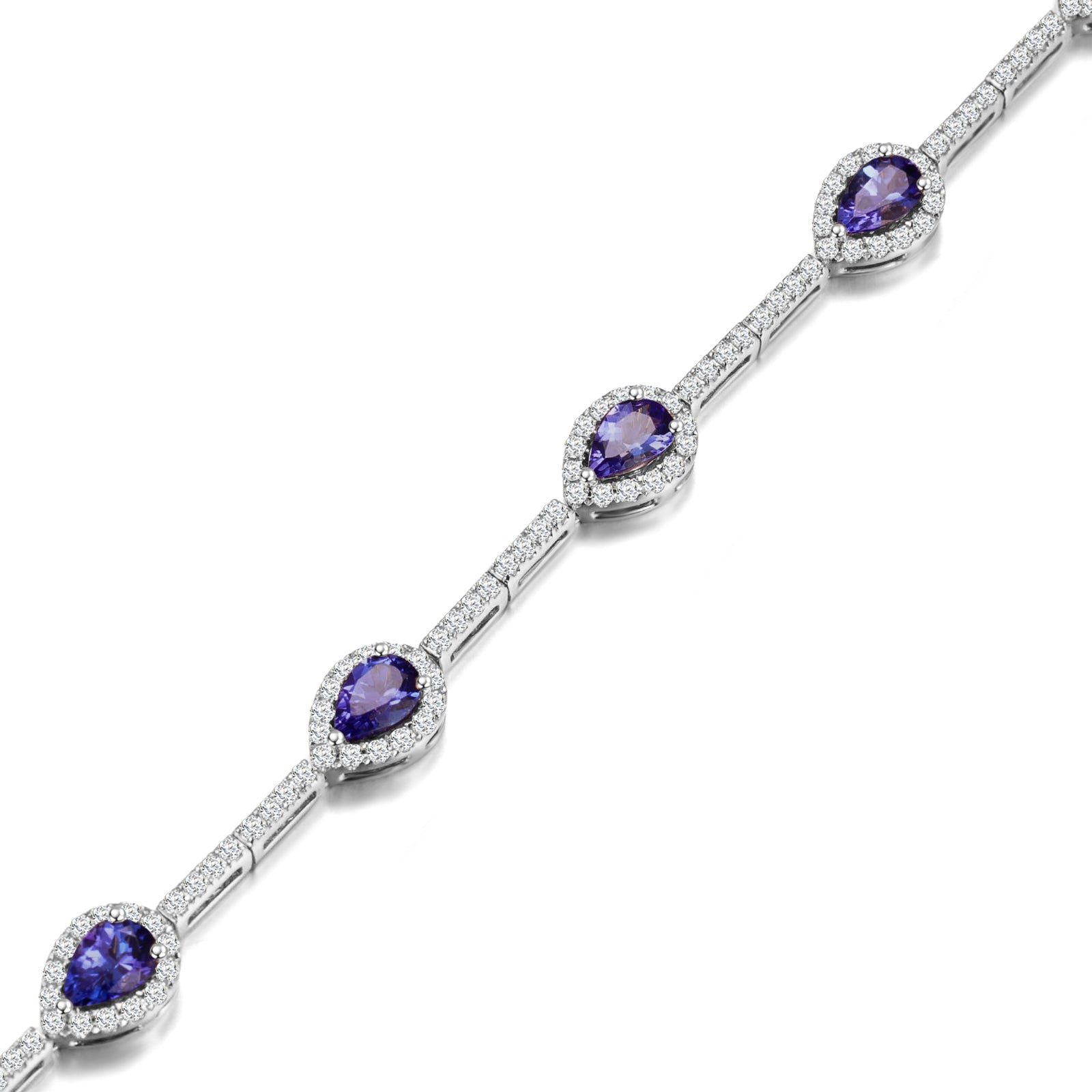 Tanzanite Pear Halo Dress Bracelet - Shimansky Jewelry