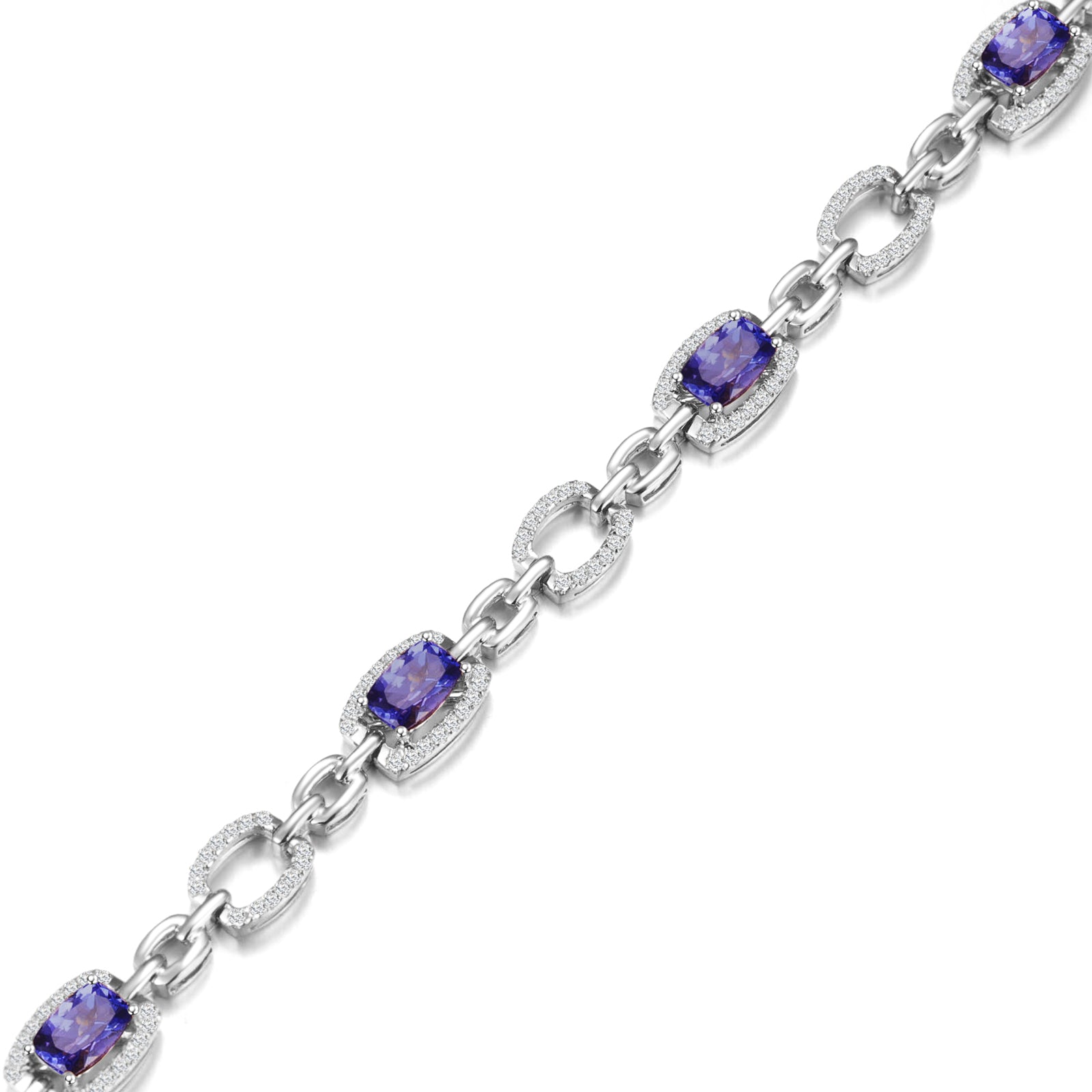 Tanzanite Cushion Halo Dress Bracelet - Shimansky Jewelry