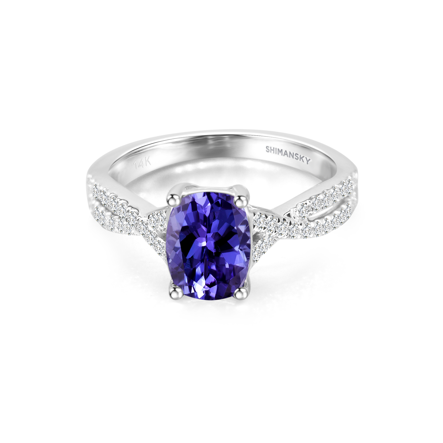 Tanzanite Cushion Microset Ring - Shimansky Jewelry