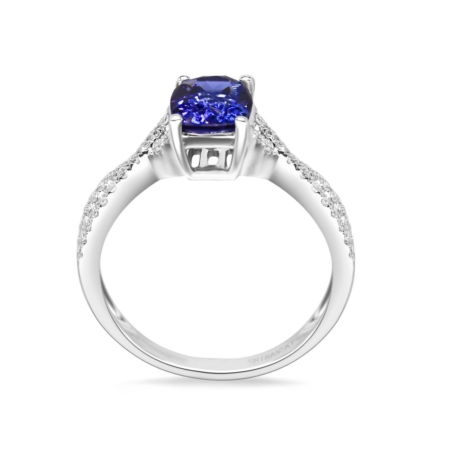 Tanzanite Cushion Microset Ring - Shimansky Jewelry