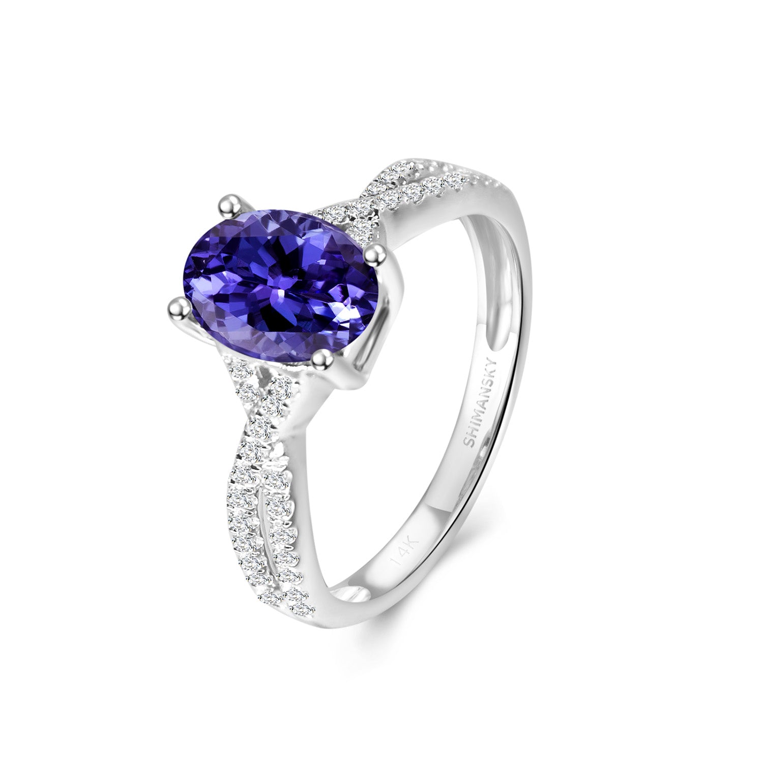 Tanzanite Oval Microset Ring - Shimansky Jewelry