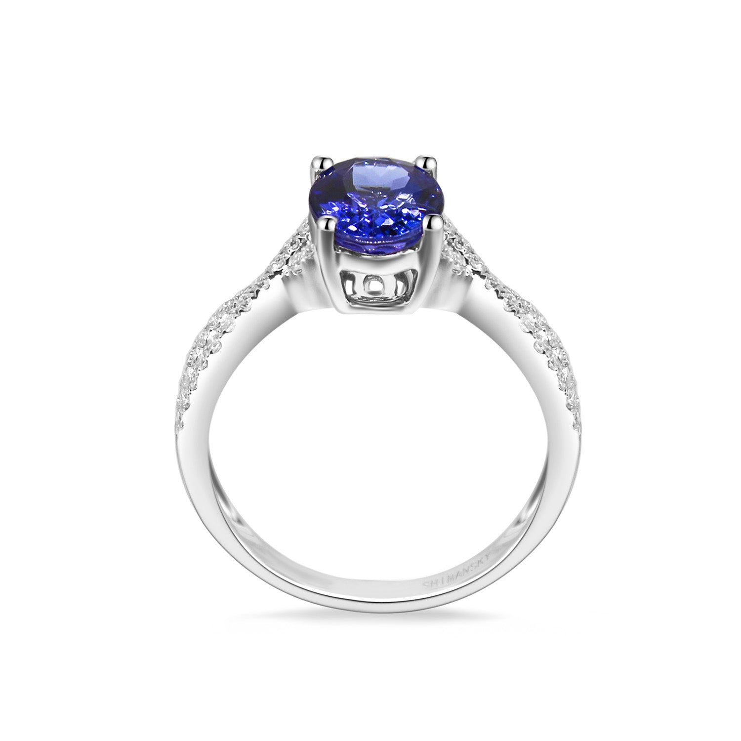 Tanzanite Oval Microset Ring - Shimansky Jewelry