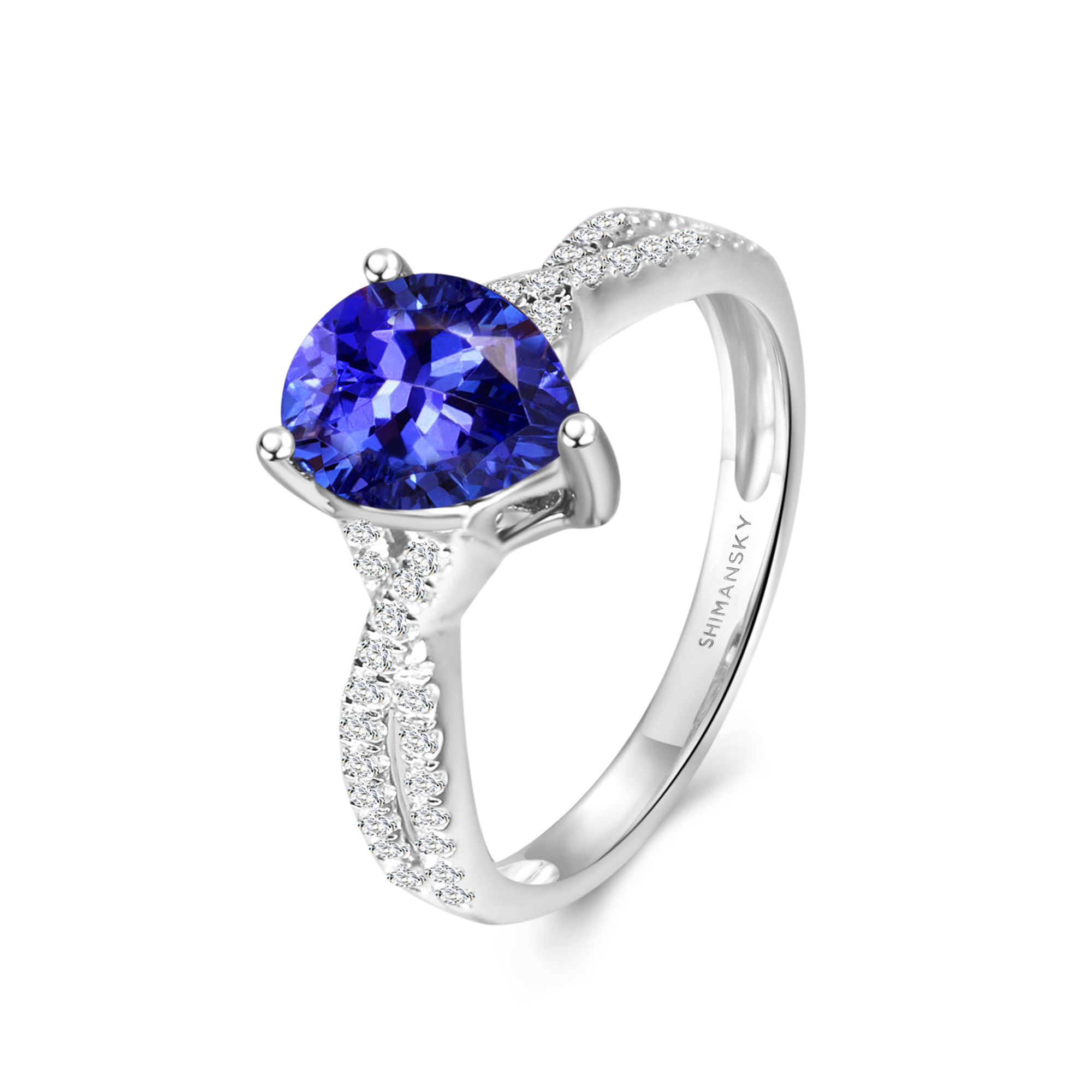 Tanzanite Pear Microset Ring