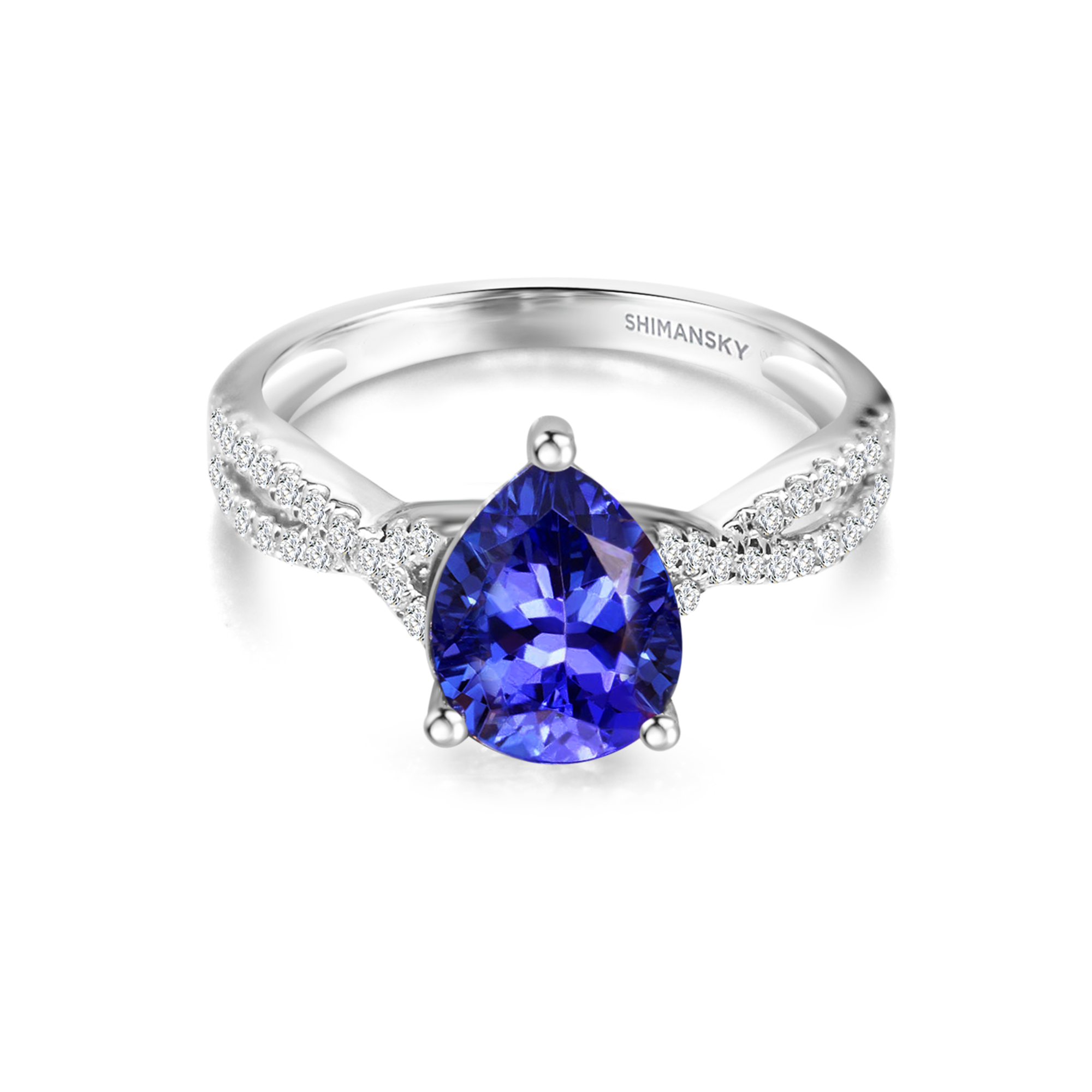 Tanzanite Pear Microset Ring