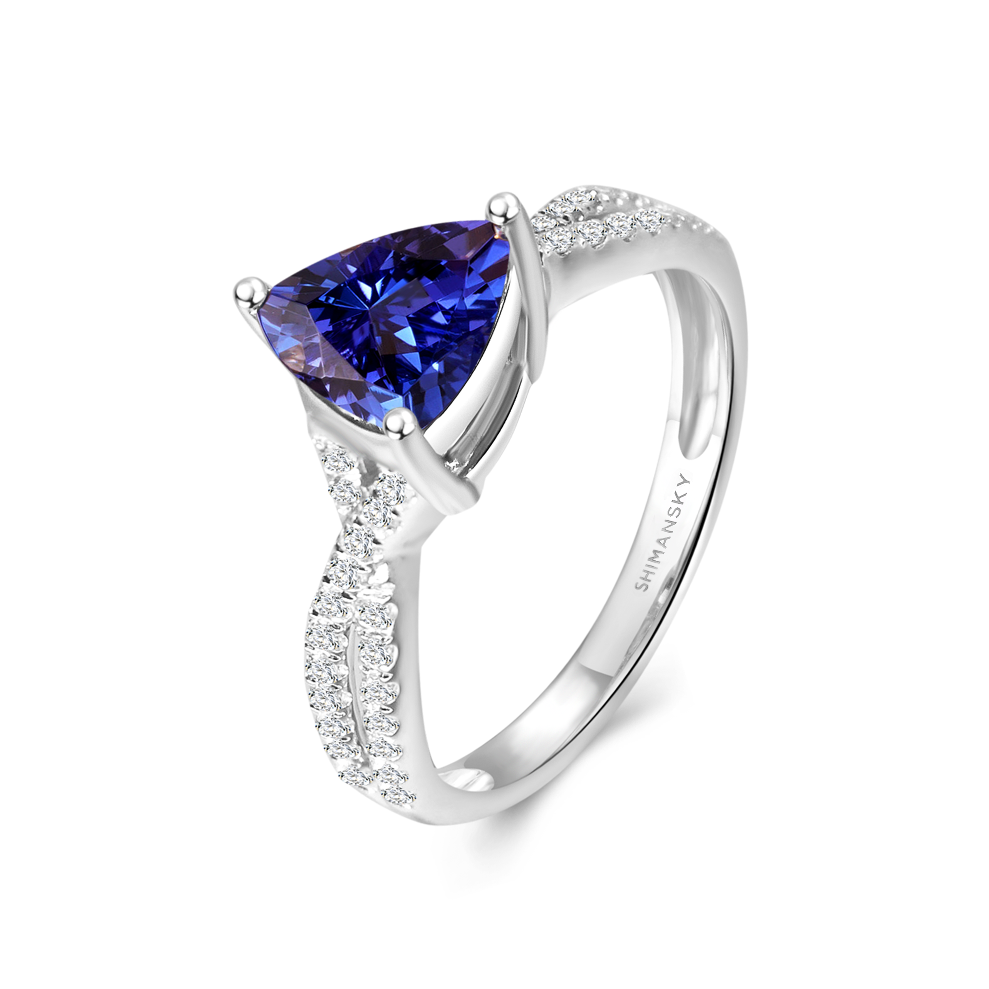 Tanzanite Trilliant Microset Ring