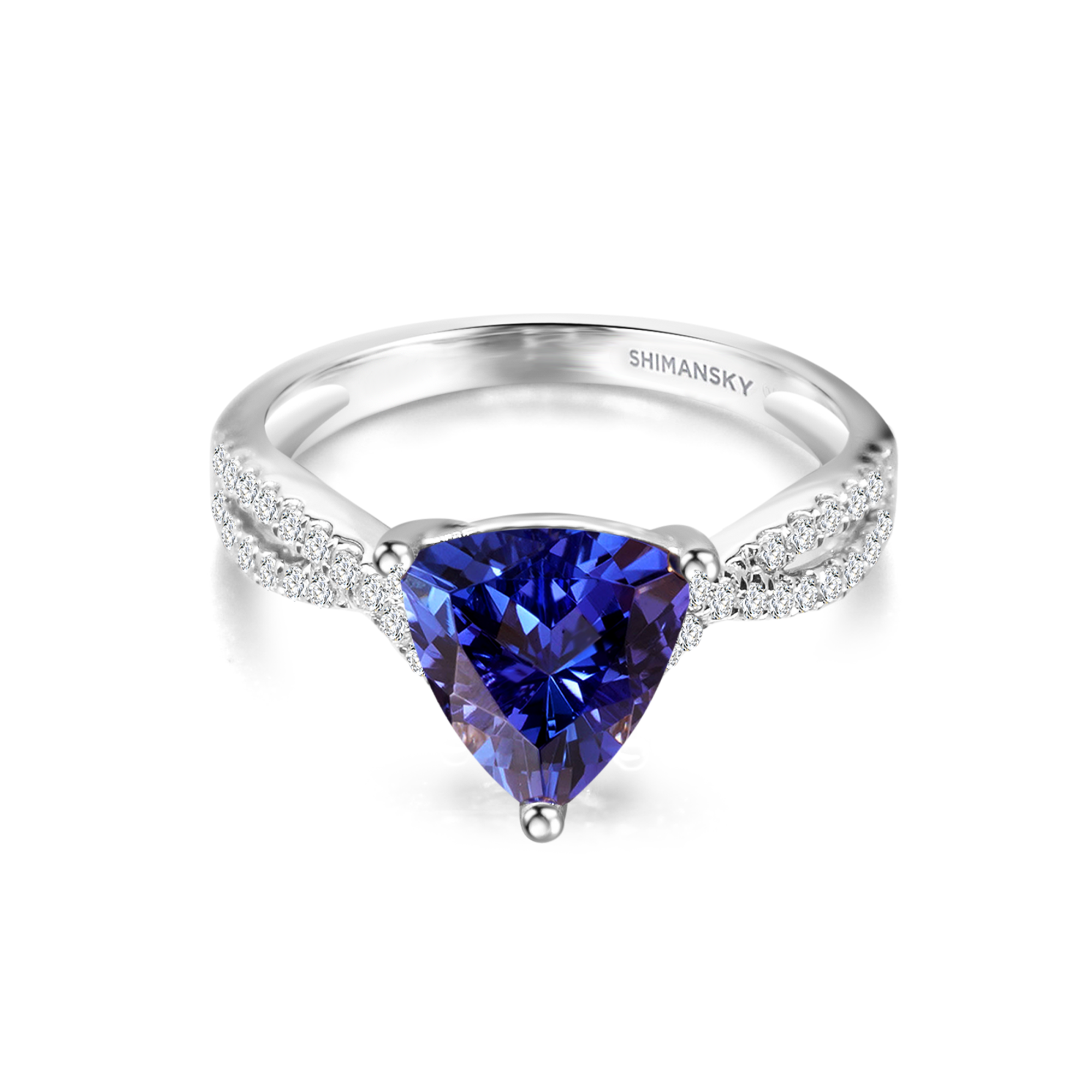 Tanzanite Trilliant Microset Ring