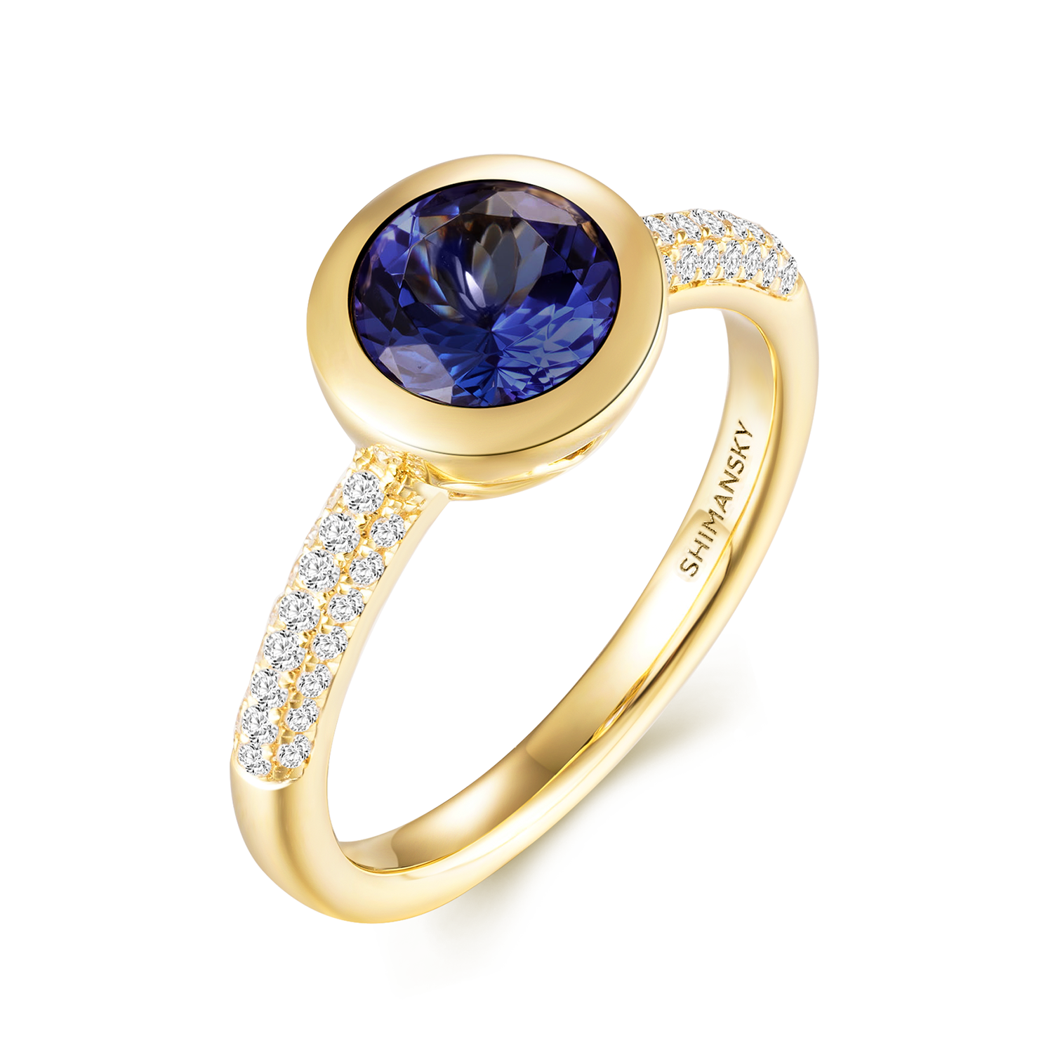 Round Tanzanite Bezel set Ring - Shimansky Jewelry