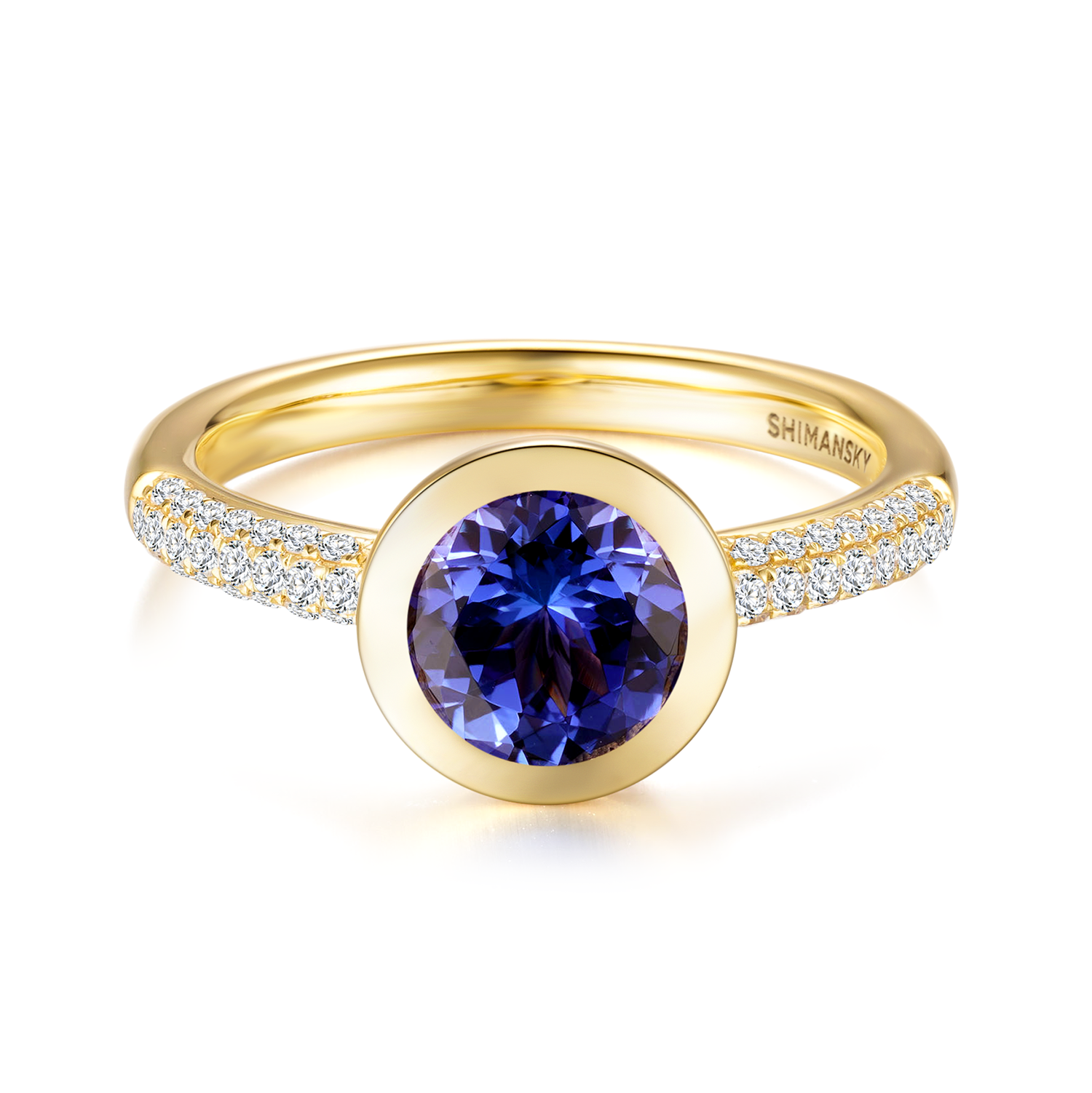 Round Tanzanite Bezel set Ring - Shimansky Jewelry