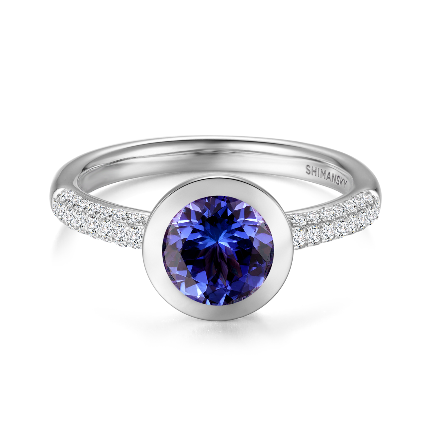 Round Tanzanite Bezel set Ring - Shimansky Jewelry