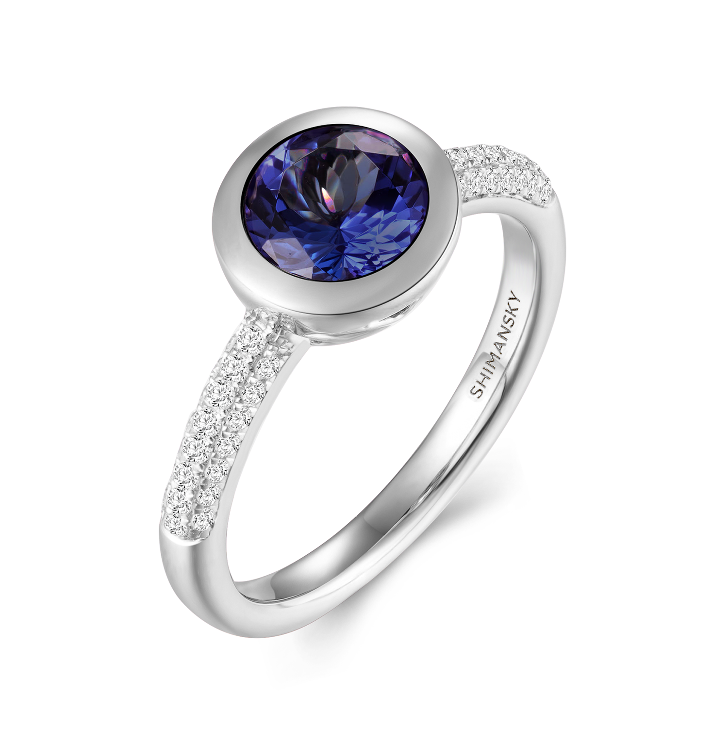 Round Tanzanite Bezel set Ring - Shimansky Jewelry