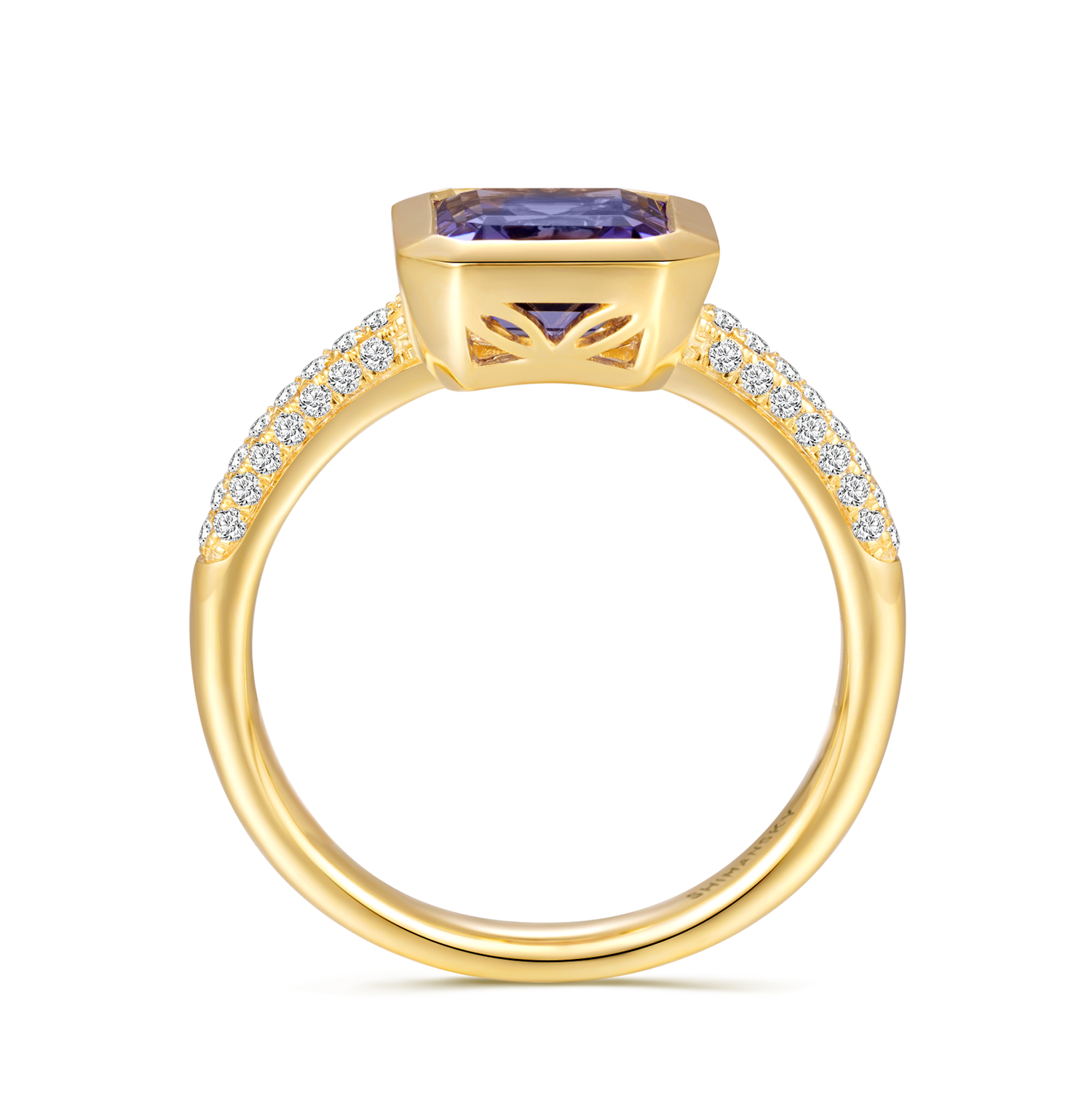 Square Emerald Tanzanite Bezel set Ring - Shimansky Jewelry