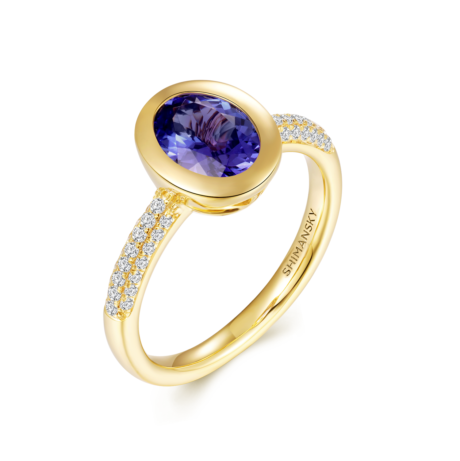 Oval Tanzanite Bezel set Ring - Shimansky Jewelry