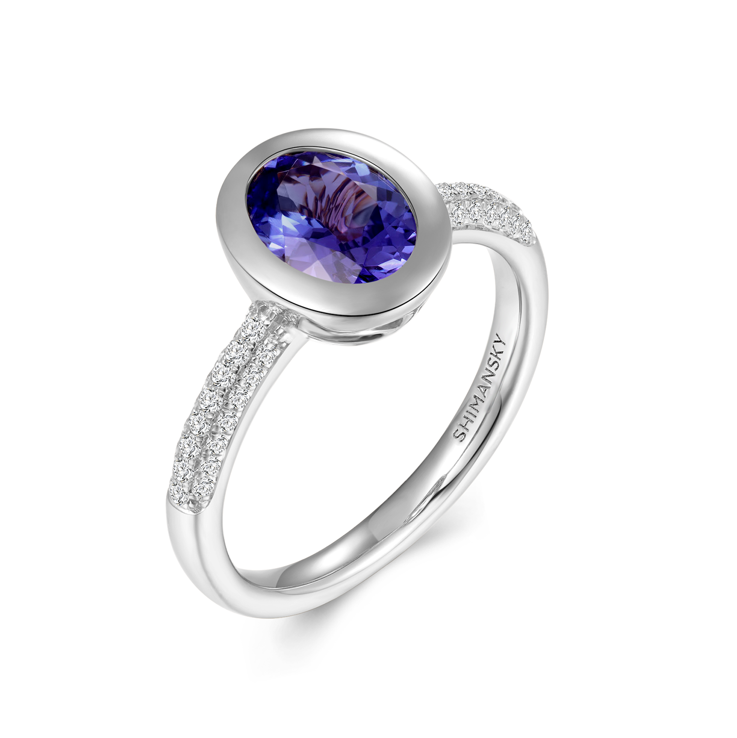 Oval Tanzanite Bezel set Ring - Shimansky Jewelry