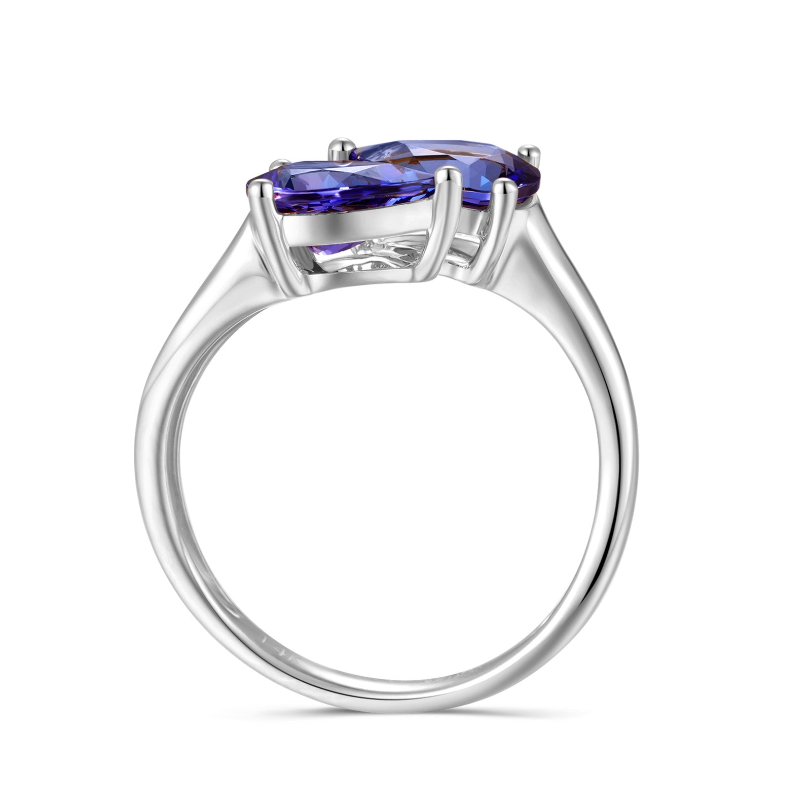 Shimansky 2.1 TCW Toi et Moi Tanzanite Ring 14K White Gold Side View