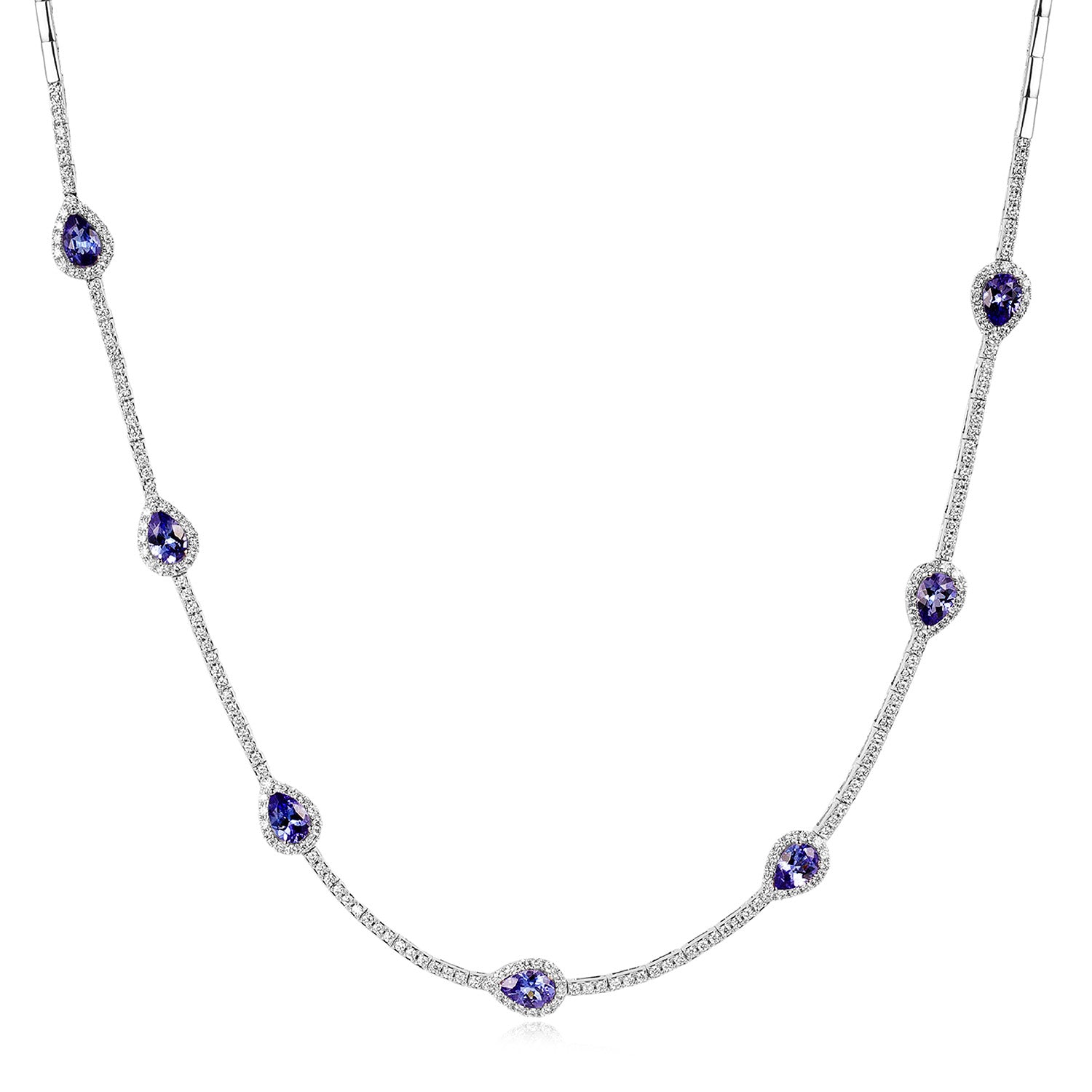 Tanzanite Pear Halo Dress Neckpiece - Shimansky Jewelry