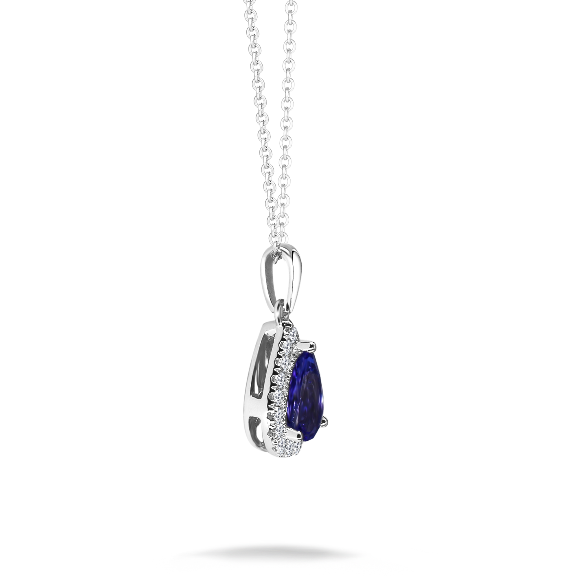 Tanzanite Pear Halo Microset Pendant - Shimansky Jewelry