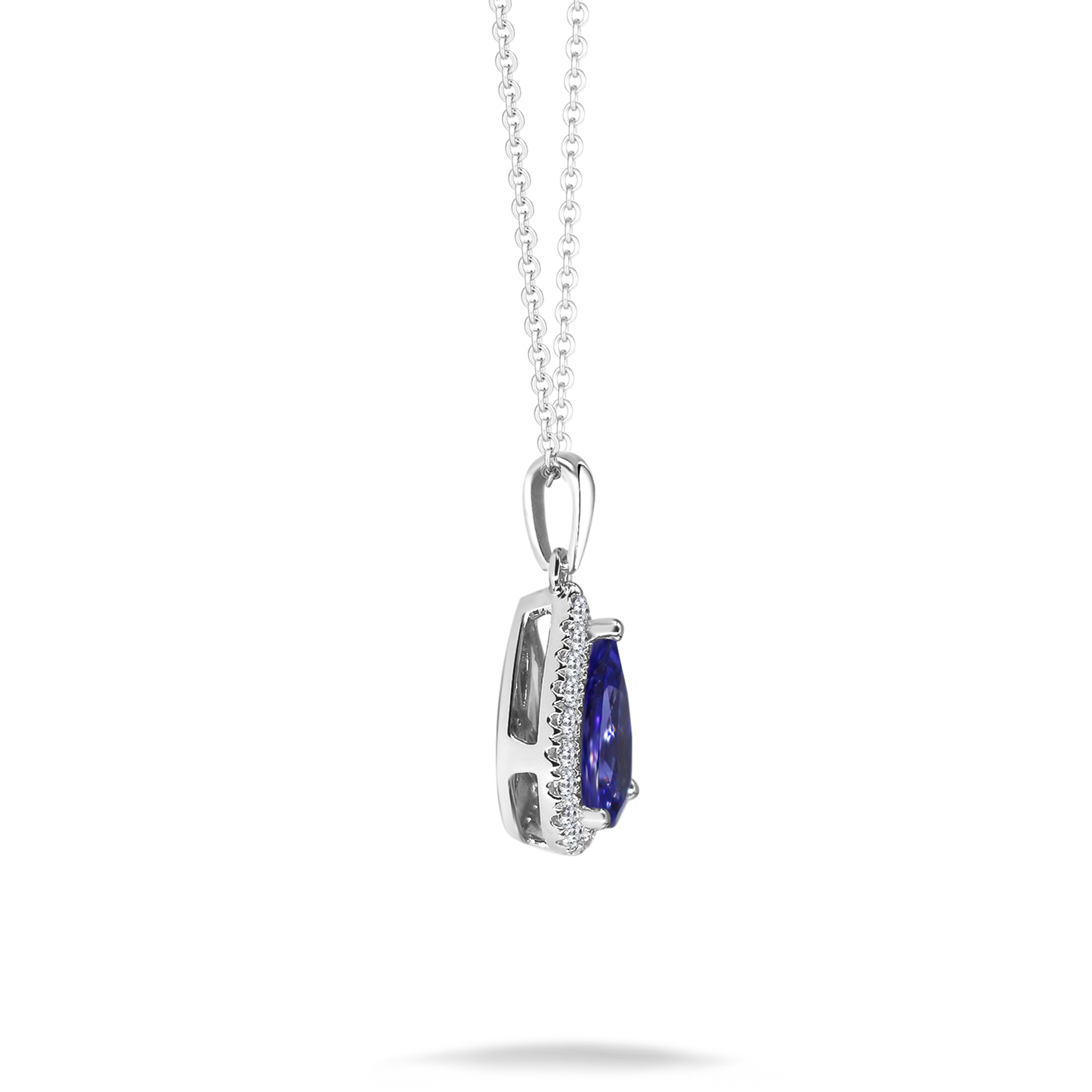 Tanzanite Pear Halo Microset Pendant - Shimansky Jewelry