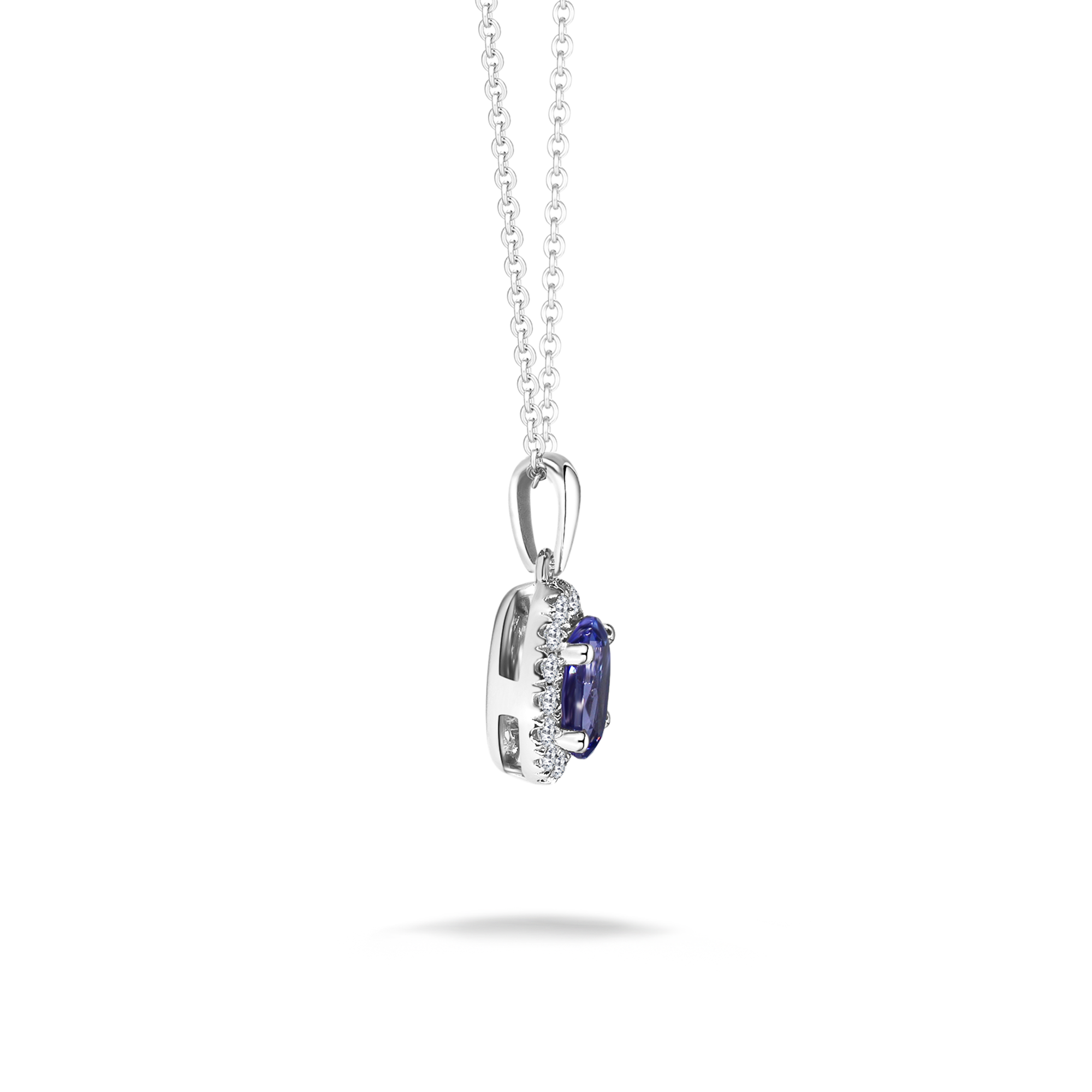 Tanzanite Oval Halo Microset Pendant - Shimansky Jewelry