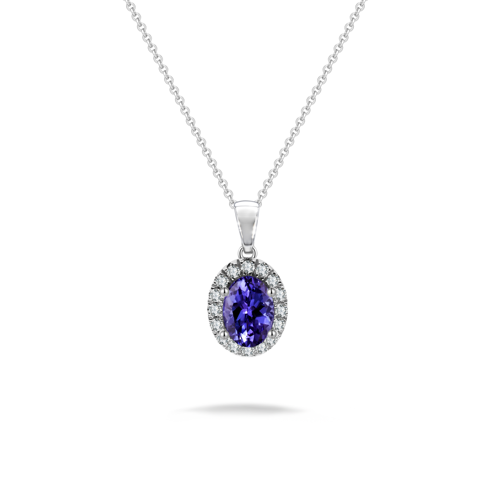 Tanzanite Oval Halo Microset Pendant - Shimansky Jewelry