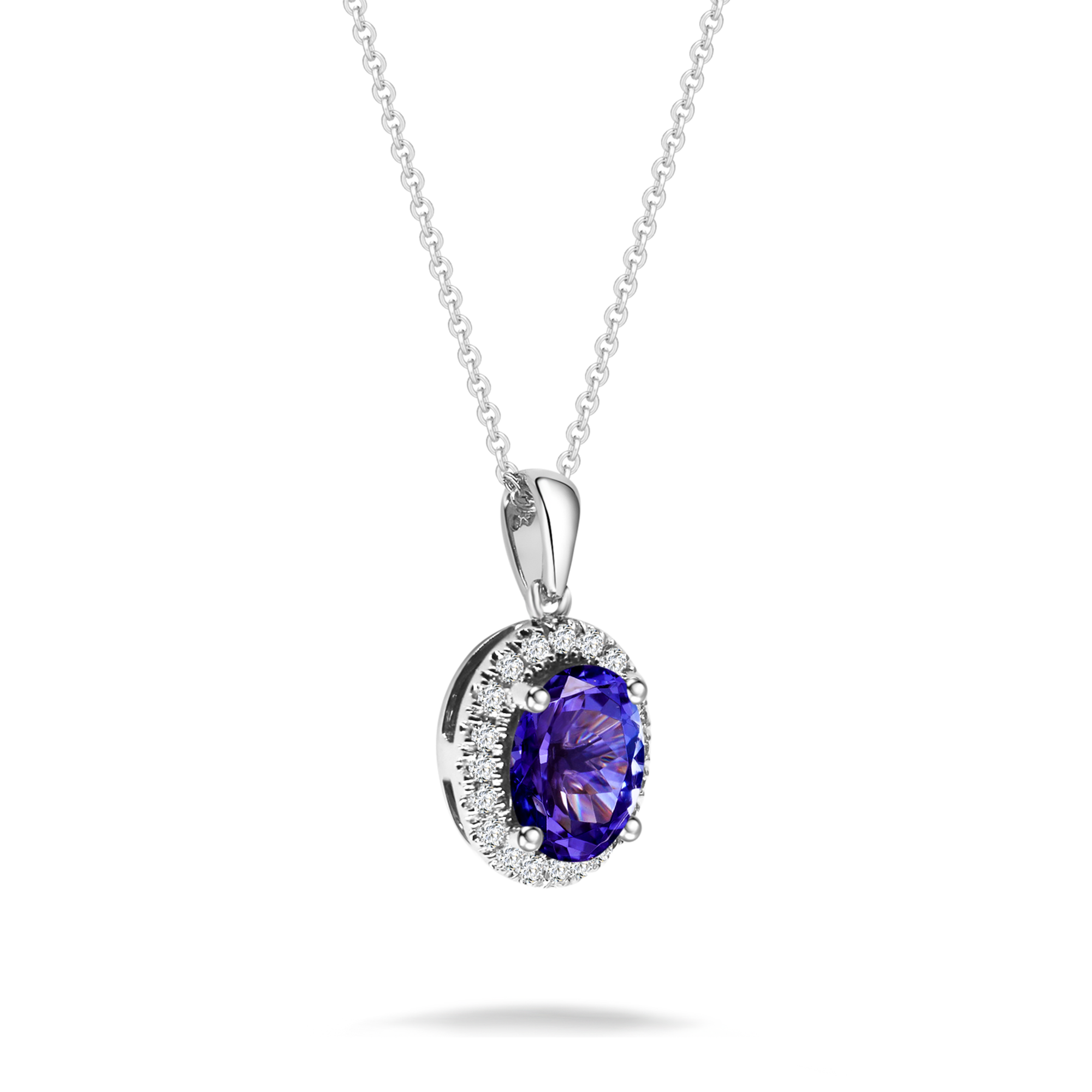 Tanzanite Oval Halo Microset Pendant - Shimansky Jewelry