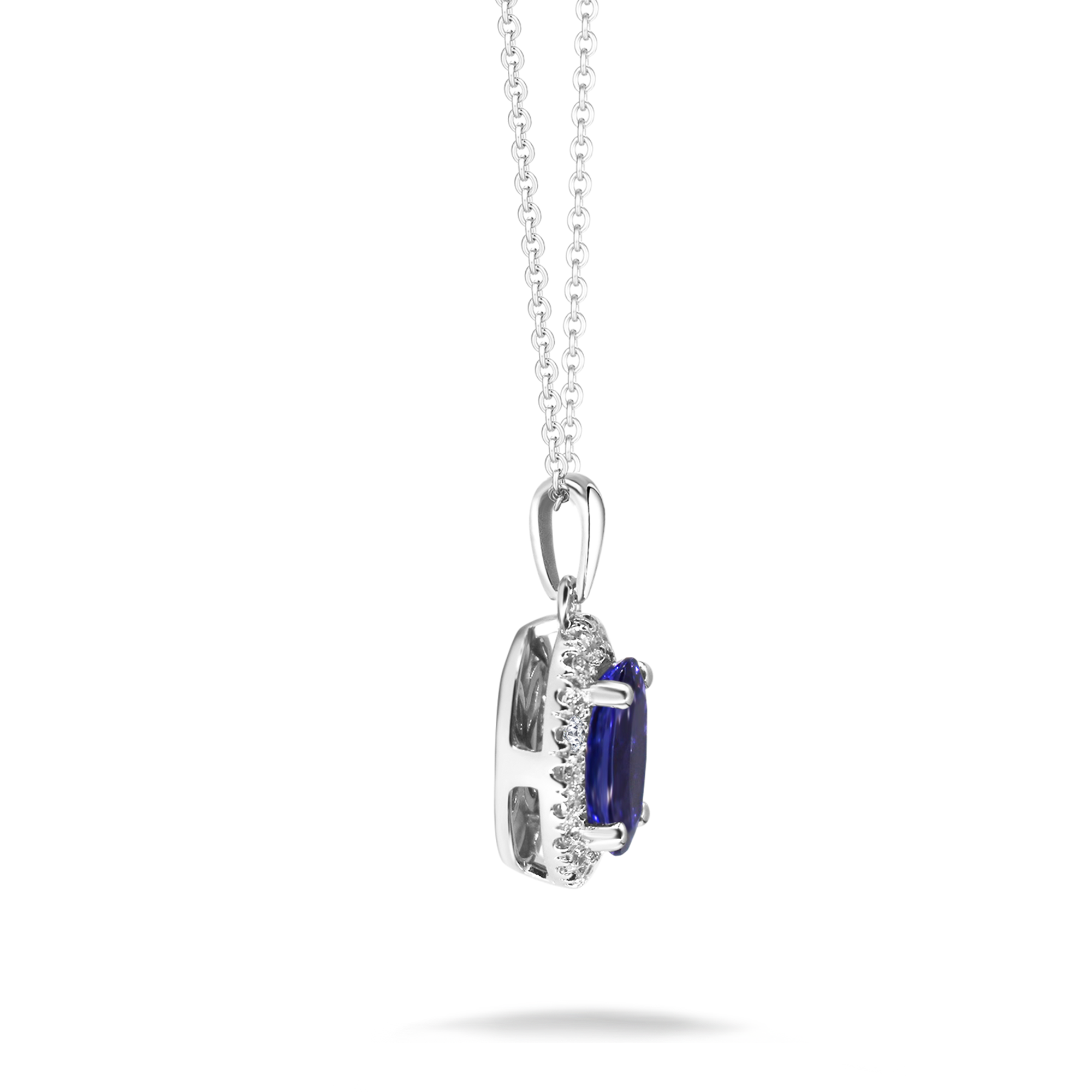 Tanzanite Oval Halo Microset Pendant - Shimansky Jewelry