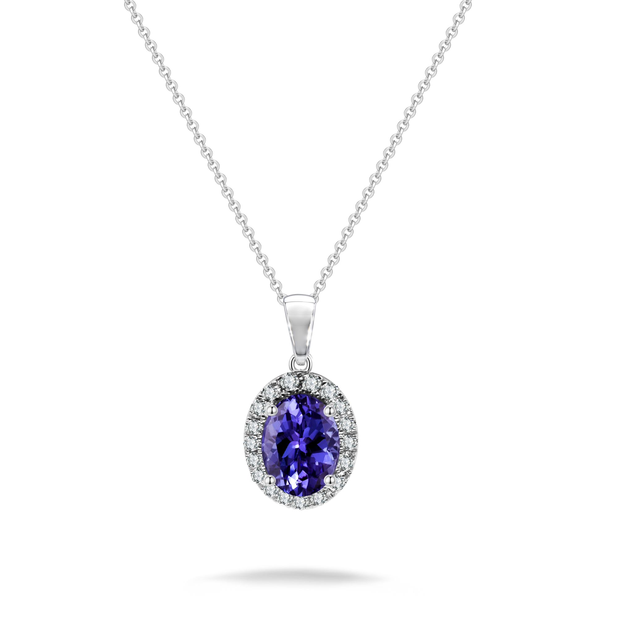 Tanzanite Oval Halo Microset Pendant - Shimansky Jewelry