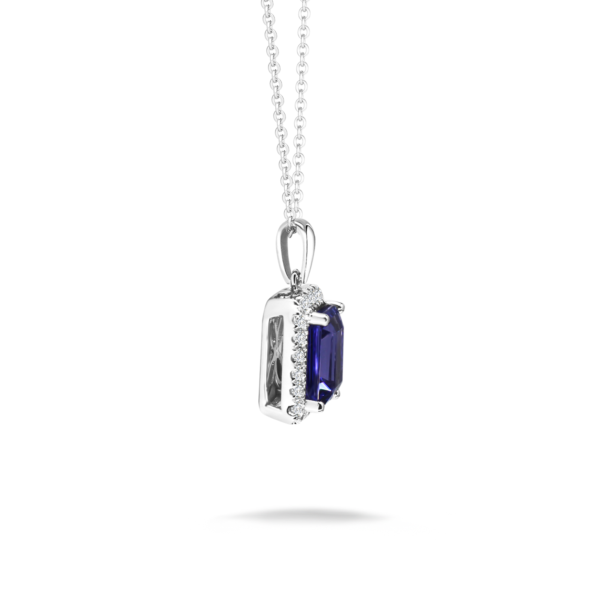 Tanzanite Emerald Halo Microset Pendant - Shimansky Jewelry