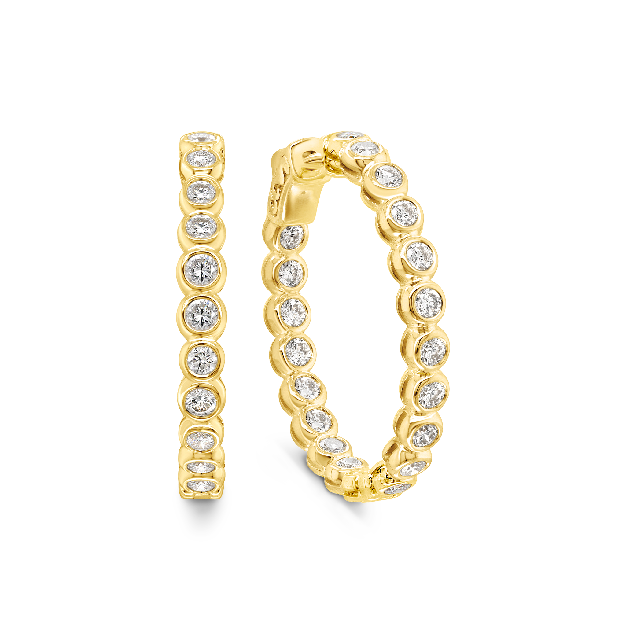 Shimansky 2.5 TCW Diamond Hoop Earrings in 14K Yellow Gold Mixed View