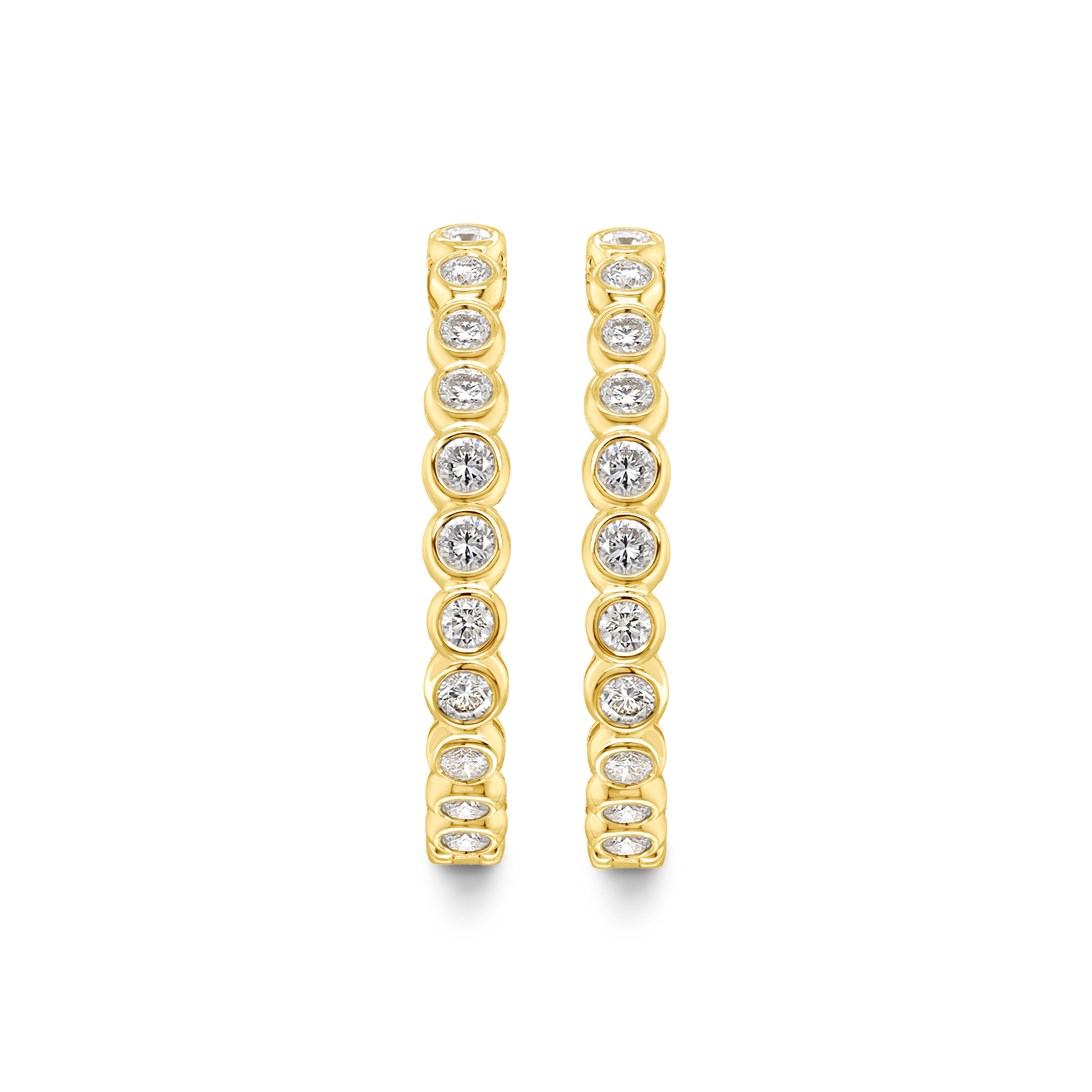 Shimansky 2.5 TCW Diamond Hoop Earrings in 14K Yellow Gold Front View