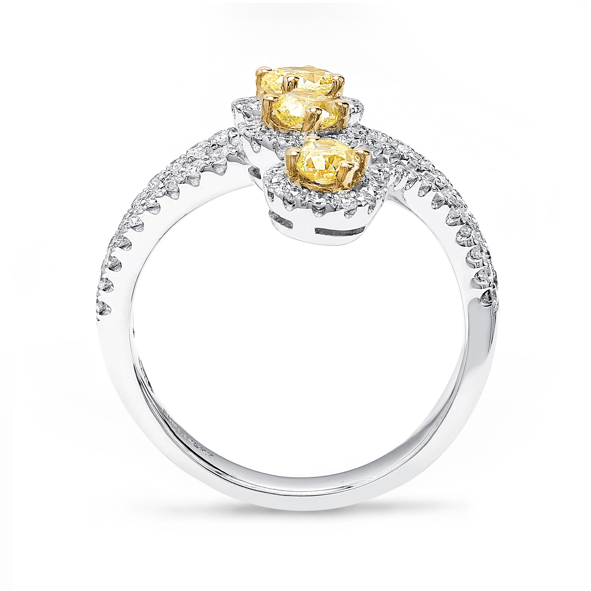 Shimansky 1.3 TCW Fancy Yellow Dress Ring in 18K White & Yellow Gold Side View