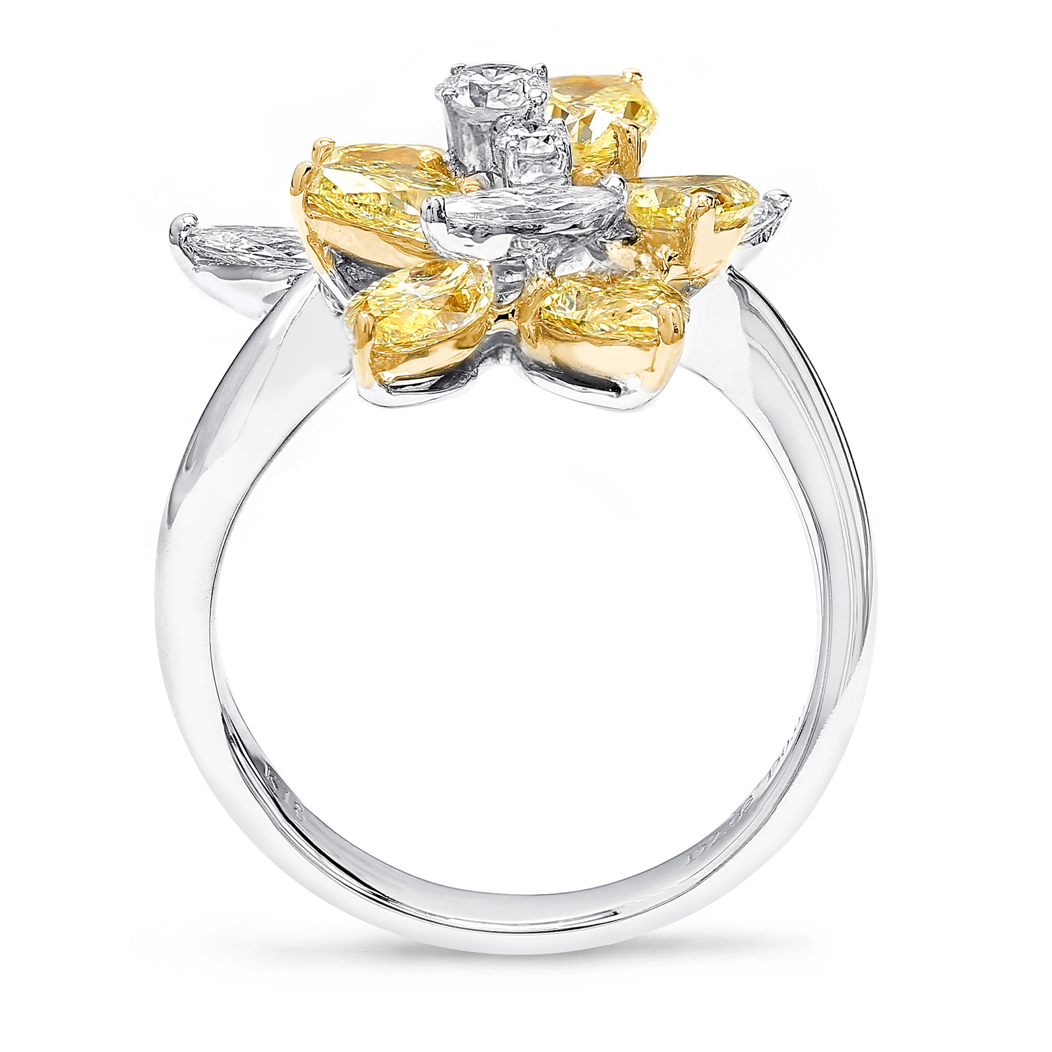 Shimansky 3.3 TCW Fancy Yellow Dress Ring in 18K White & Yellow Gold Side View