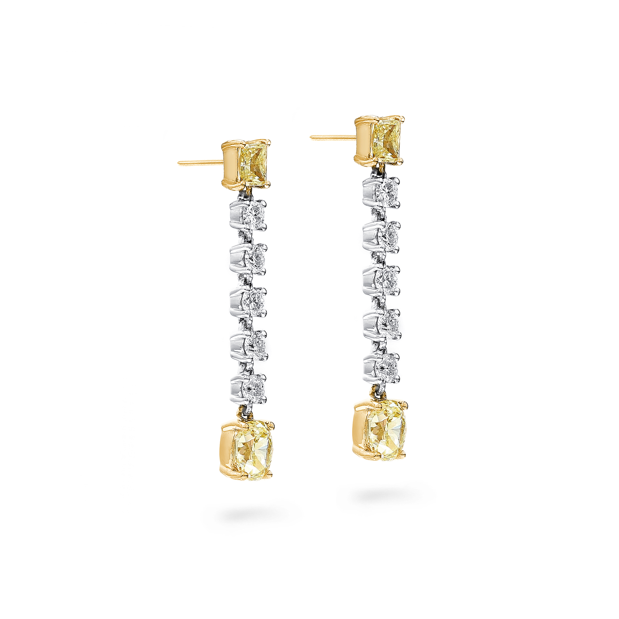 Shimansky 1.9 TCW Fancy Yellow Dress Earrings in 18K White & Yellow Gold 3D View