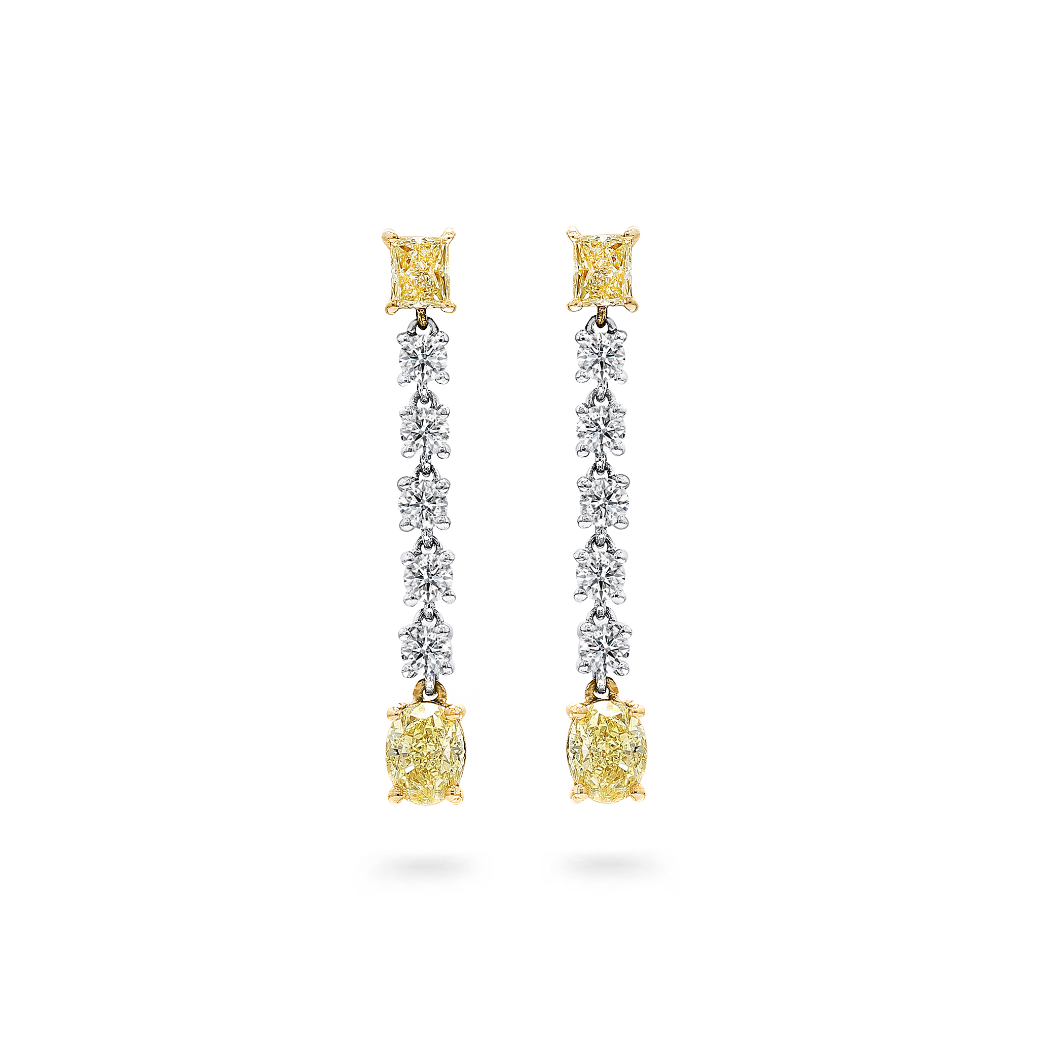 Shimansky 1.9 TCW Fancy Yellow Dress Earrings in 18K White & Yellow Gold Front View