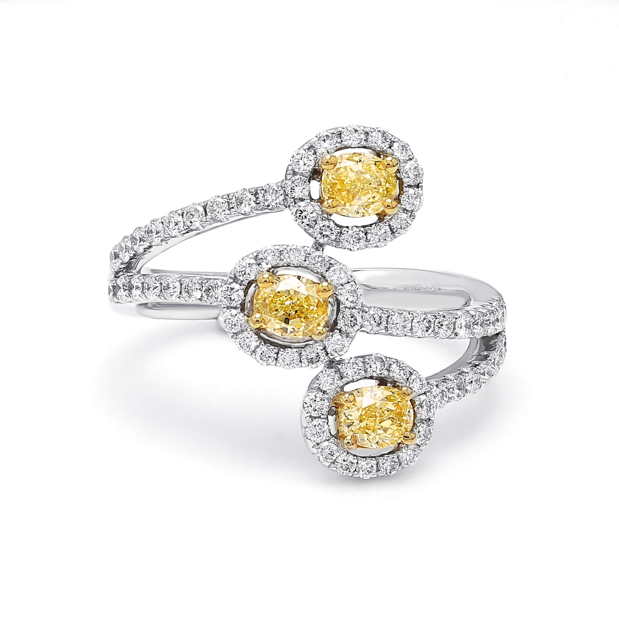 Shimansky 1.2 TCW Fancy Yellow Diamond Dress Ring in 18K White & Yellow Gold Front View