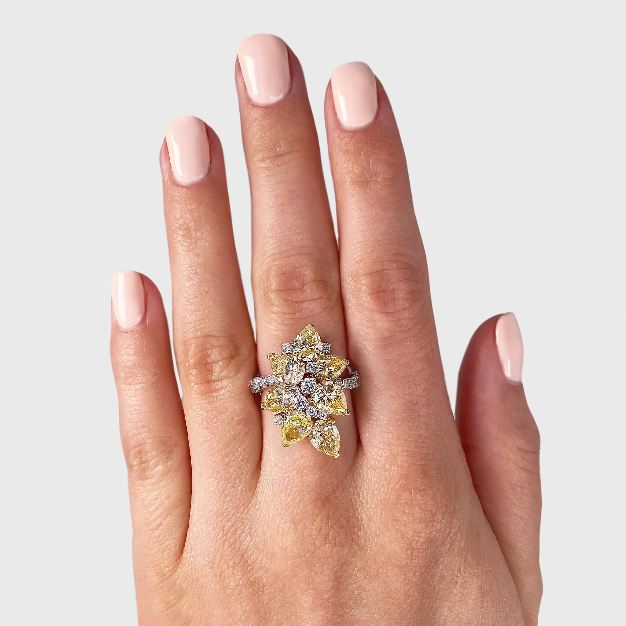 Shimansky 5.4 TCW Fancy Yellow Diamond Dress Ring in 18K White & Yellow Gold Model View