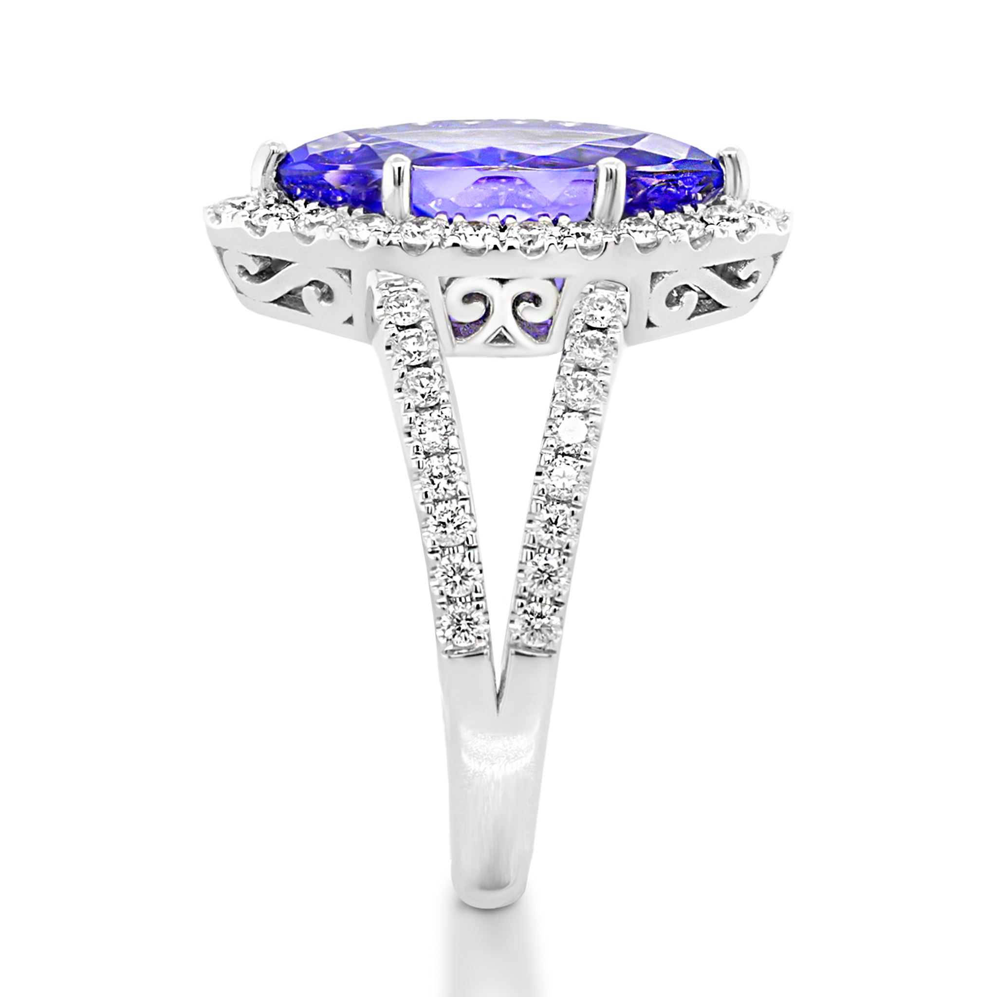 Tanzanite Marquise Halo Dress Ring