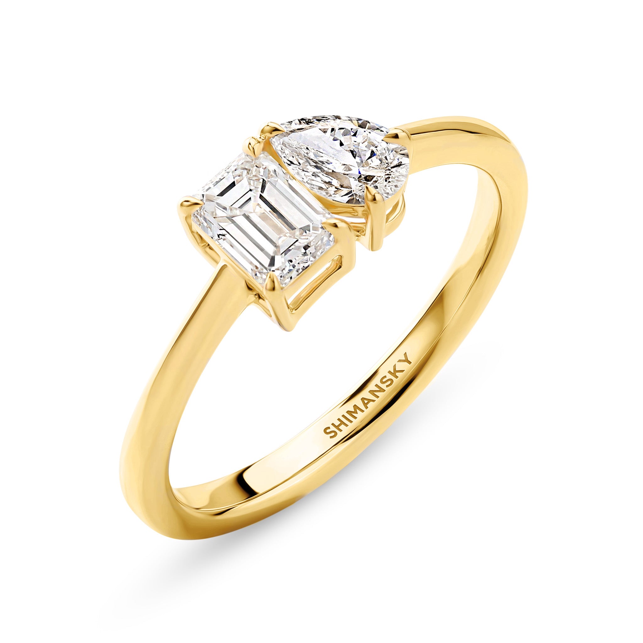 Shimansky 0.7 TCW Toi et Moi Diamond Ring 14K Yellow Gold 3D View
