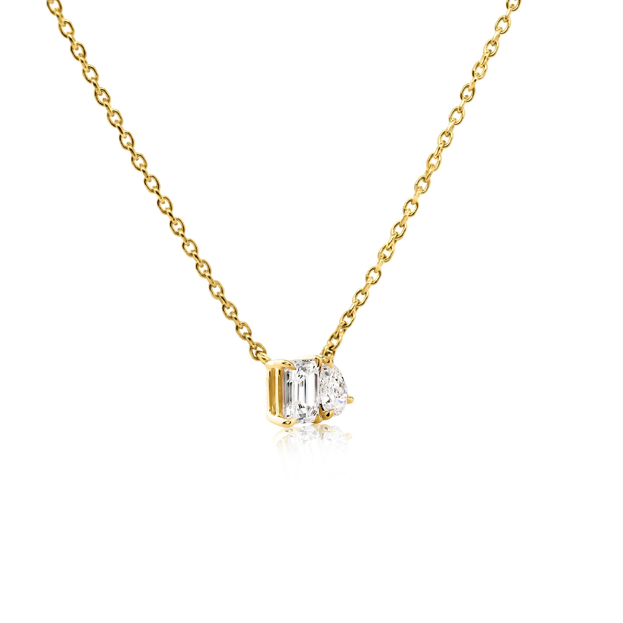 Shimansky 0.5 TCW Toi et Moi Diamond Necklace 14K Yellow Gold 3D View