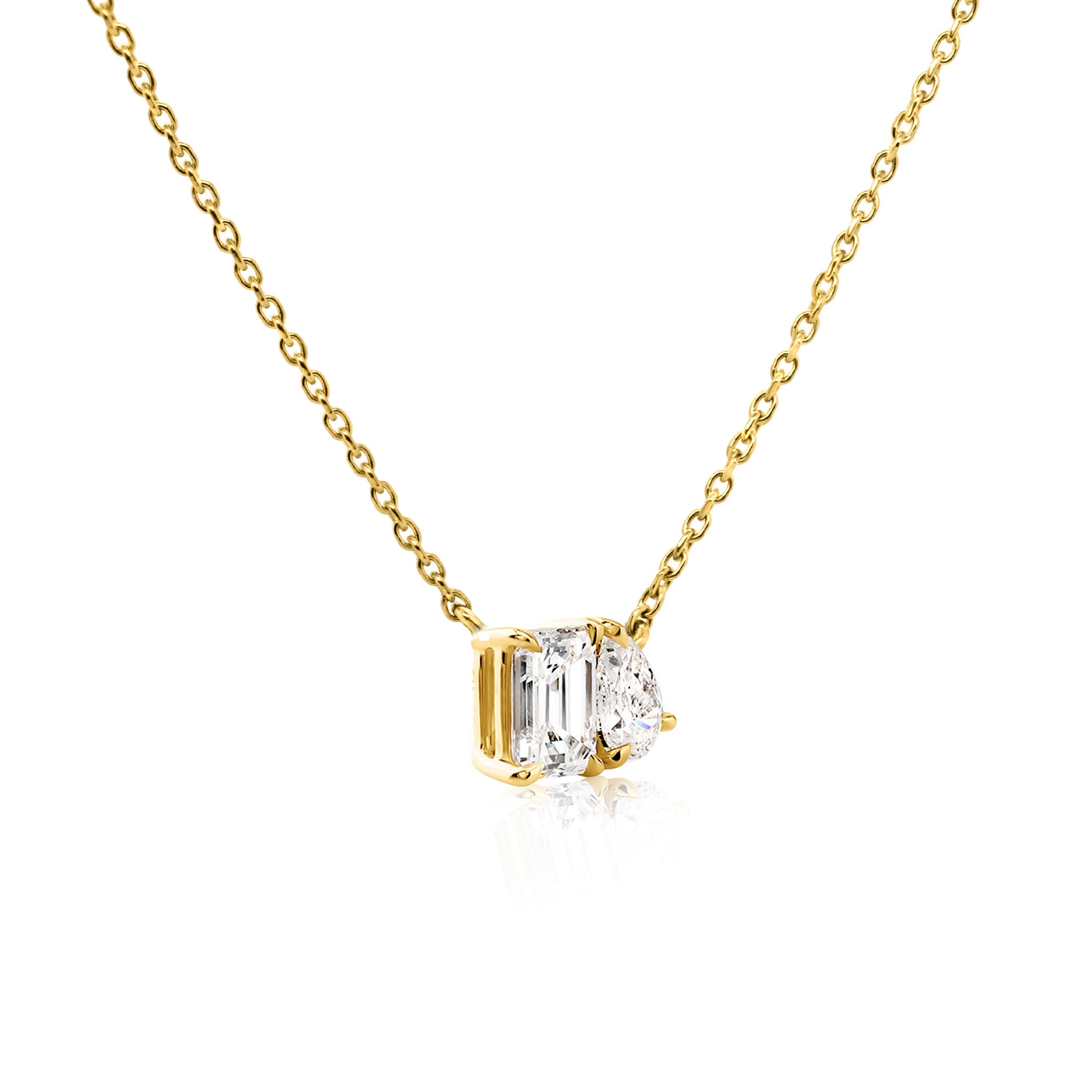 Shimansky 1 TCW Toi et Moi Diamond Necklace 14K Yellow Gold 3D View