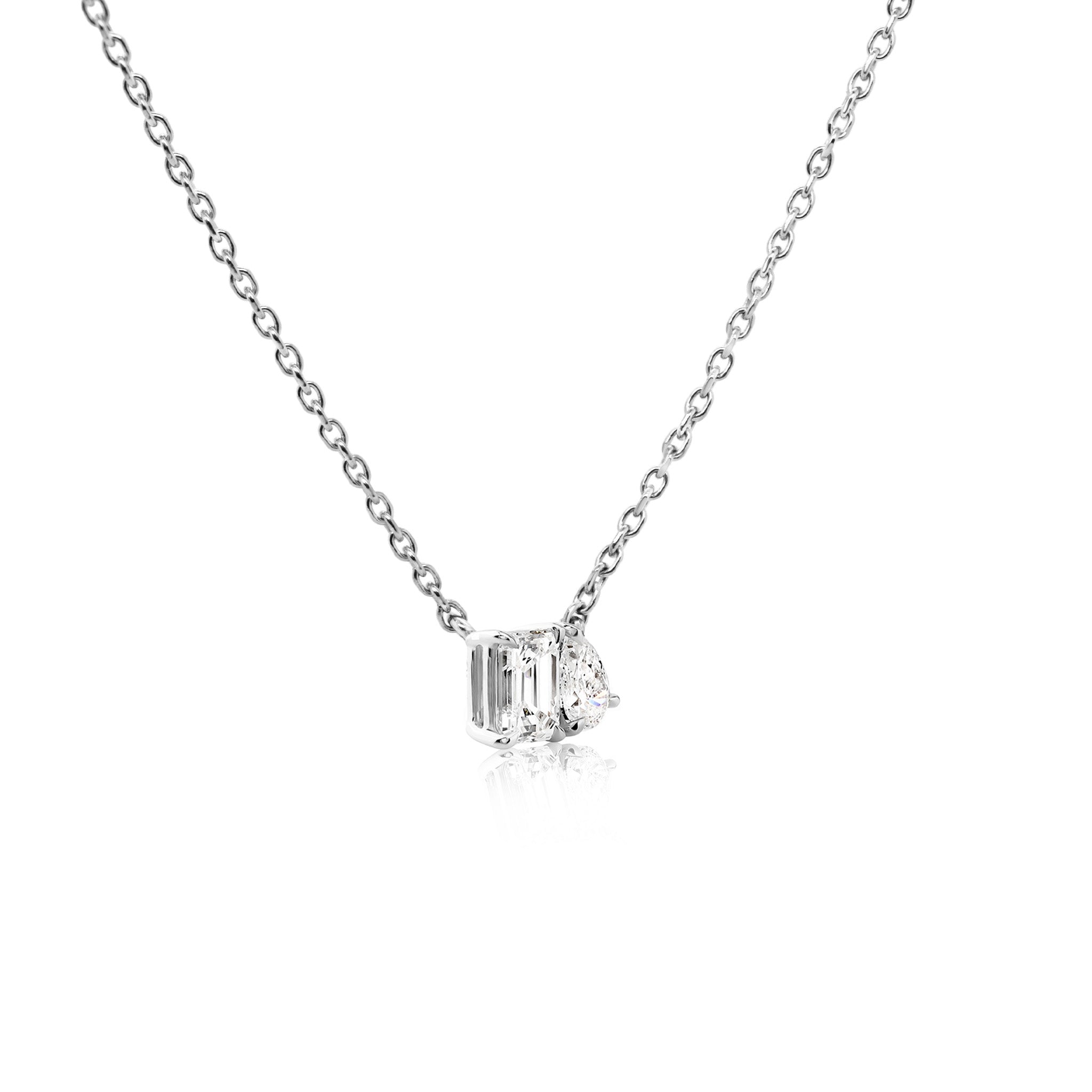 Shimansky 0.5 TCW Toi et Moi Diamond Necklace 14K White Gold 3D View