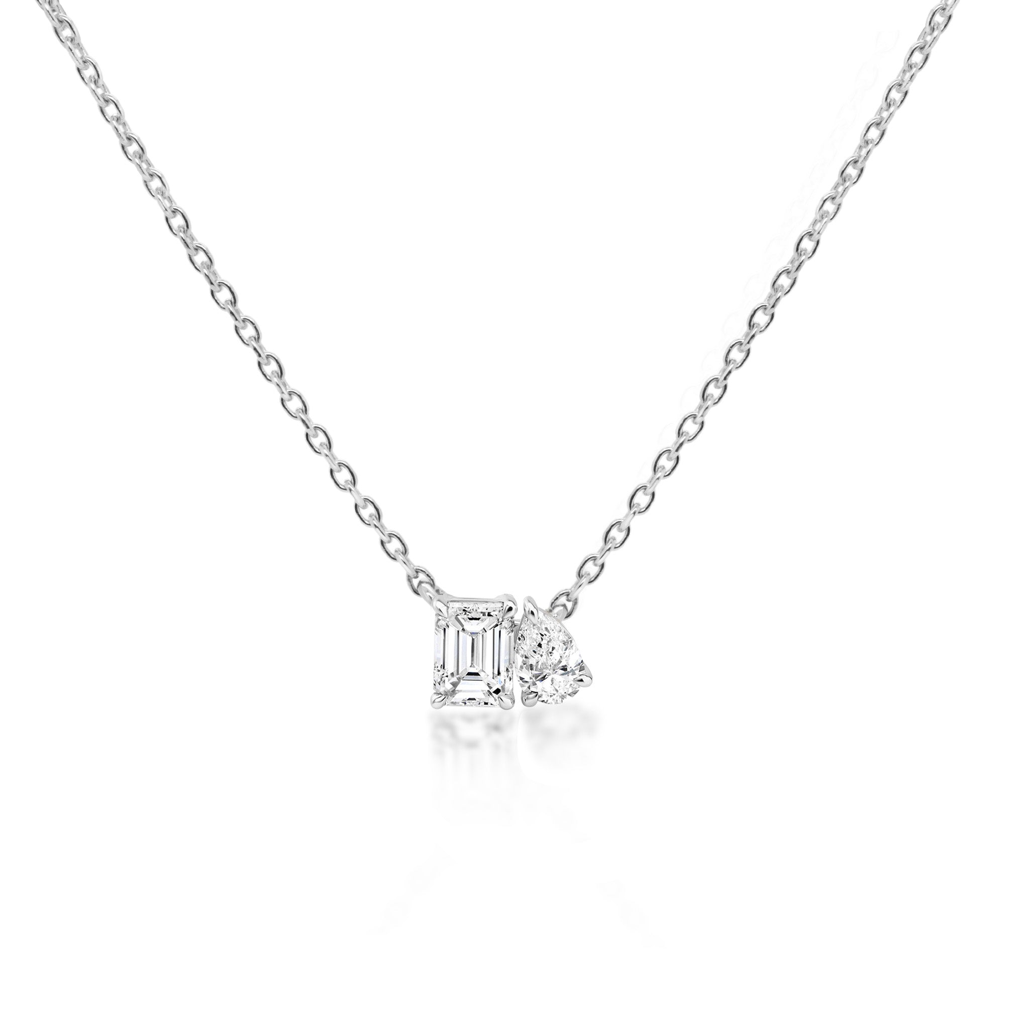 Shimansky 0.5 TCW Toi et Moi Diamond Necklace 14K White Gold Front View