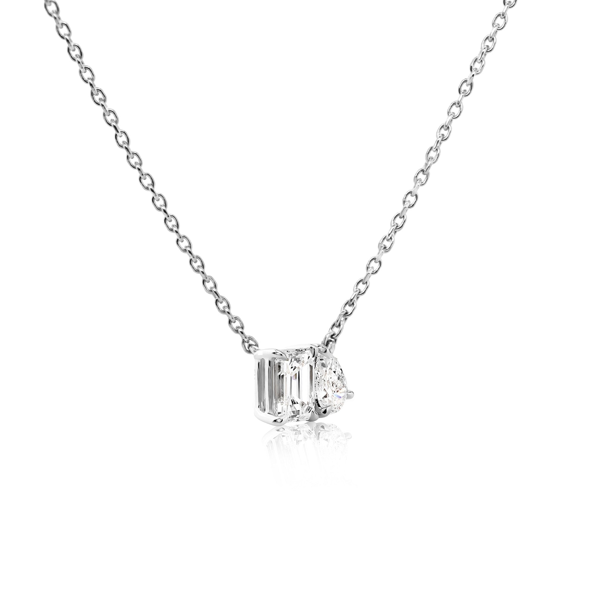 Shimansky 0.7 TCW Toi et Moi Diamond Necklace 14K White Gold Front View