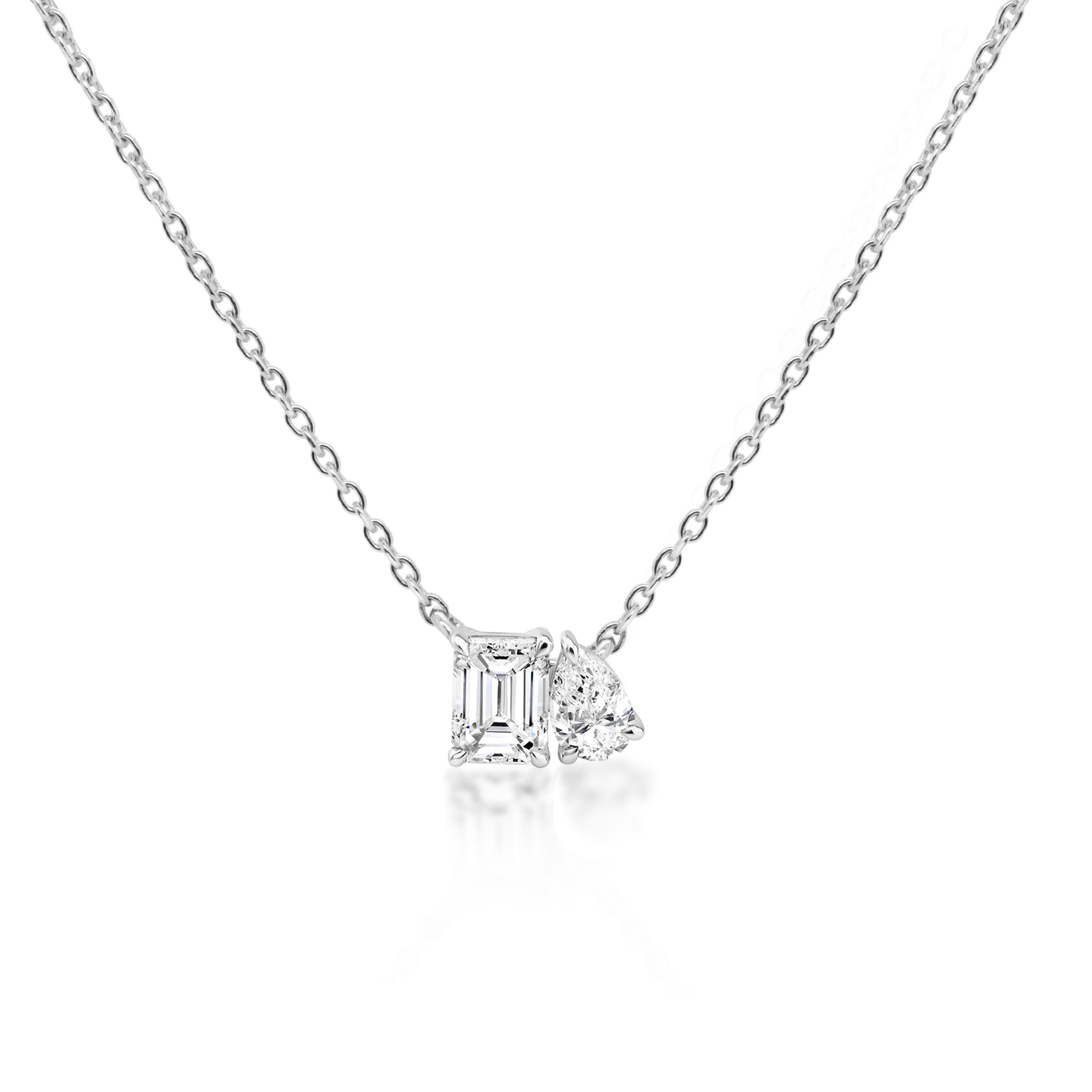 Shimansky 0.7 TCW Toi et Moi Diamond Necklace 14K White Gold Front View