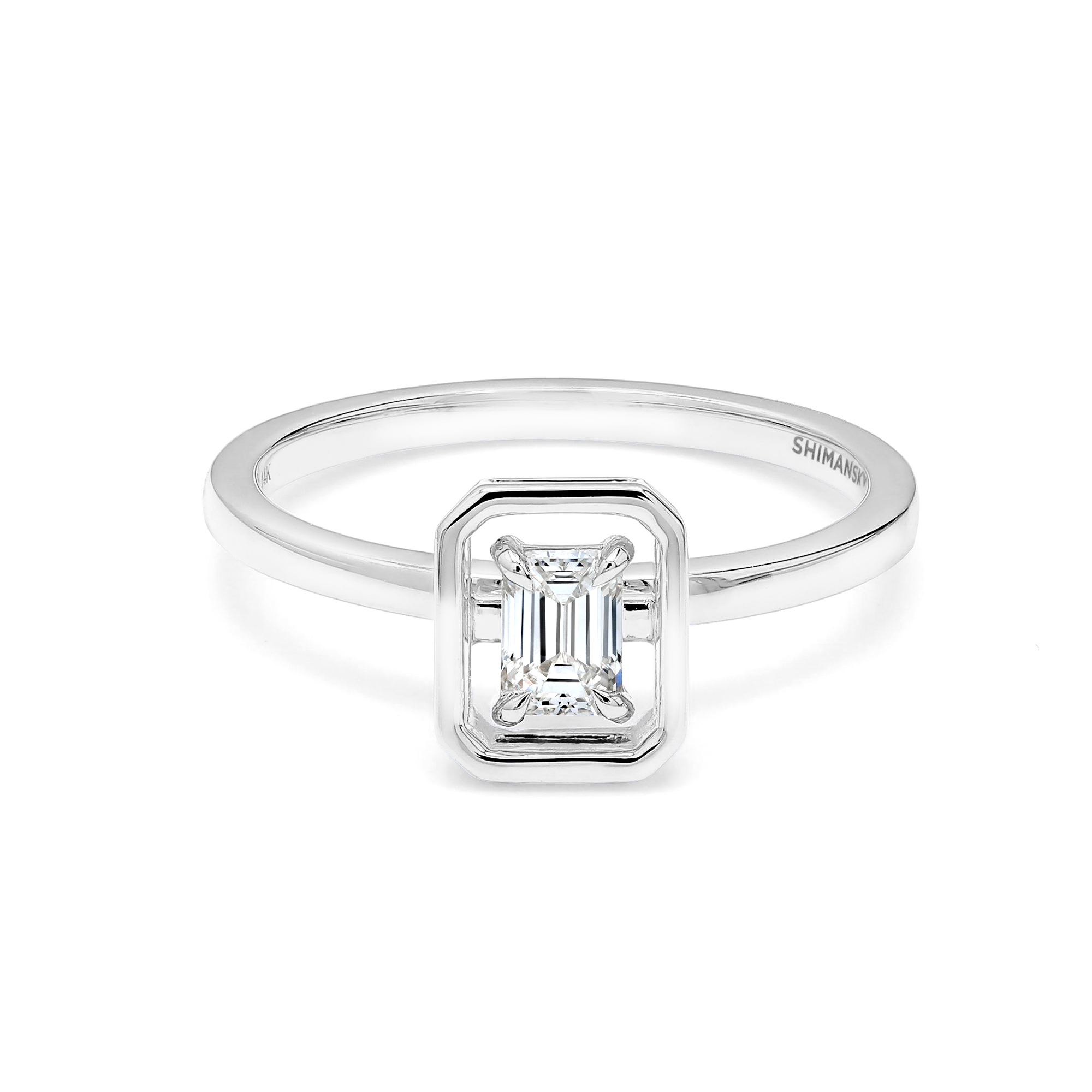 Saturn Emerald Diamond Solitaire Ring