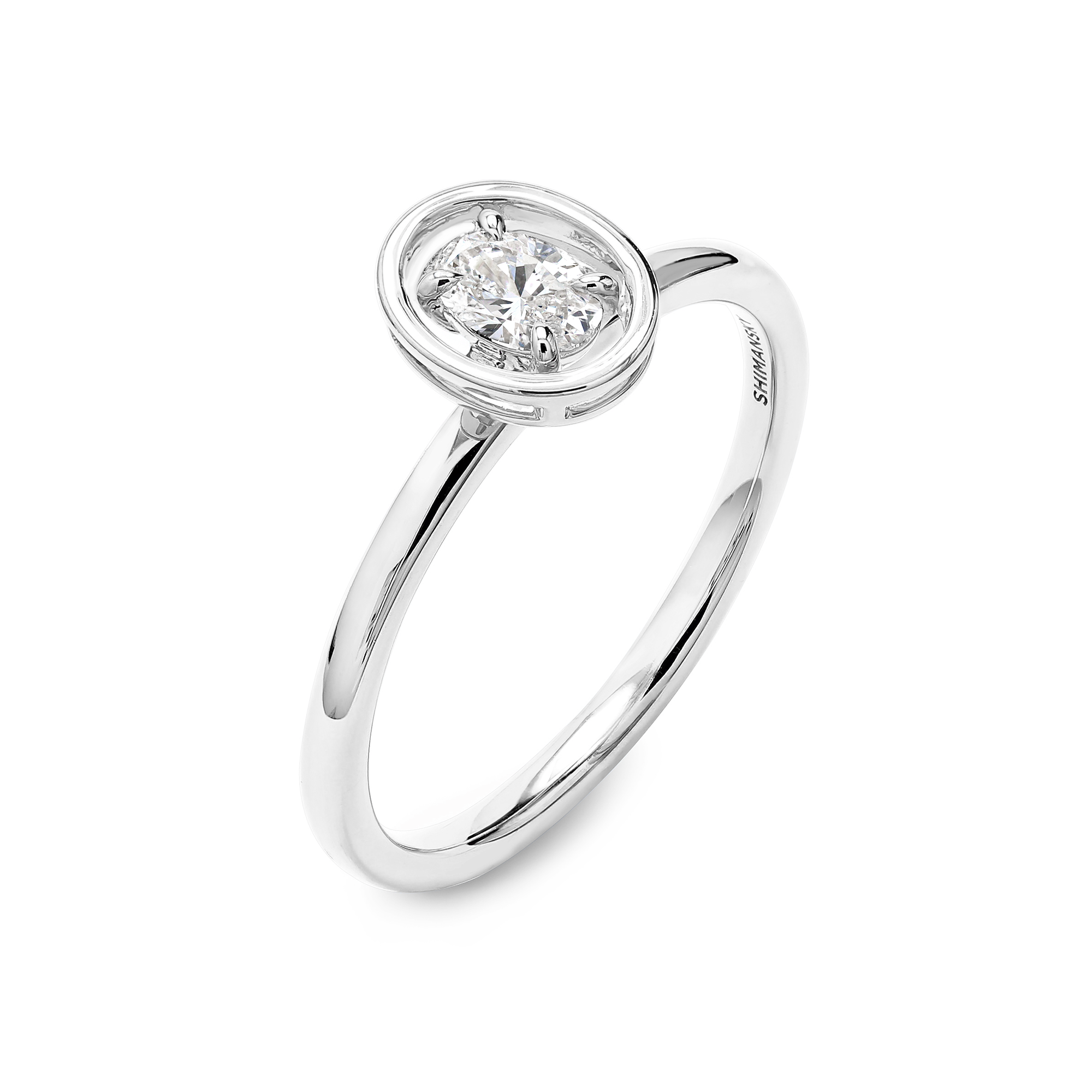 Saturn Oval Diamond Solitaire Ring