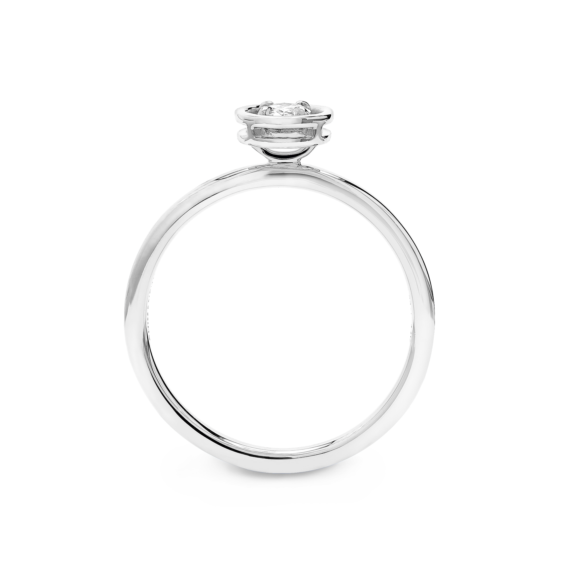 Shimansky 0.3ct Saturn Oval Diamond Solitaire Ring in 14K White Gold Side View