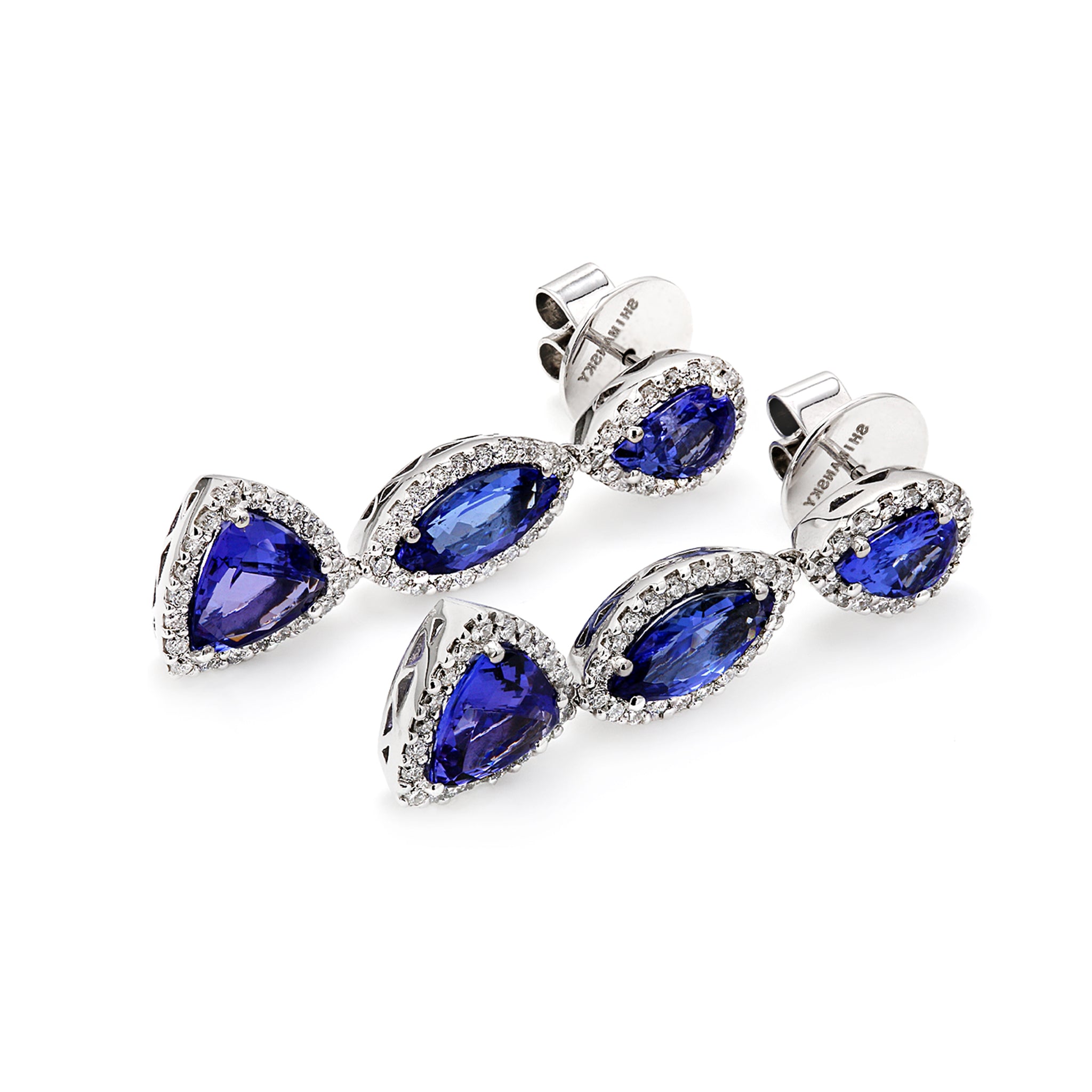 Shimansky 8 TCW Tanzanite Dress Earrings in 18K White Gold 3D View