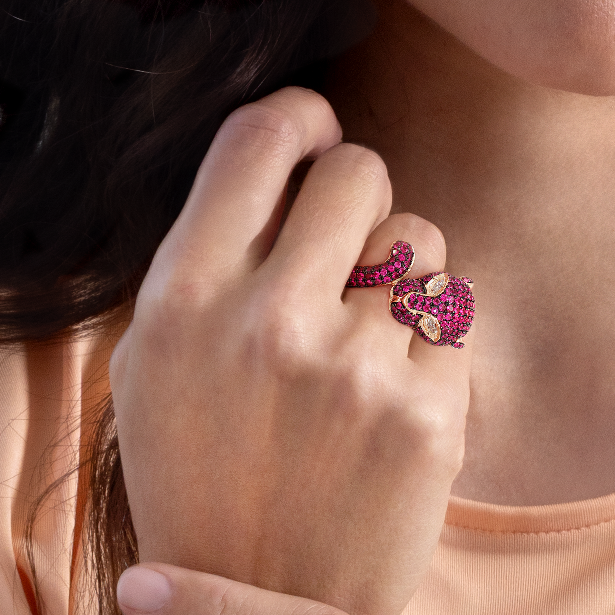 Pink Sapphire Panther Ring