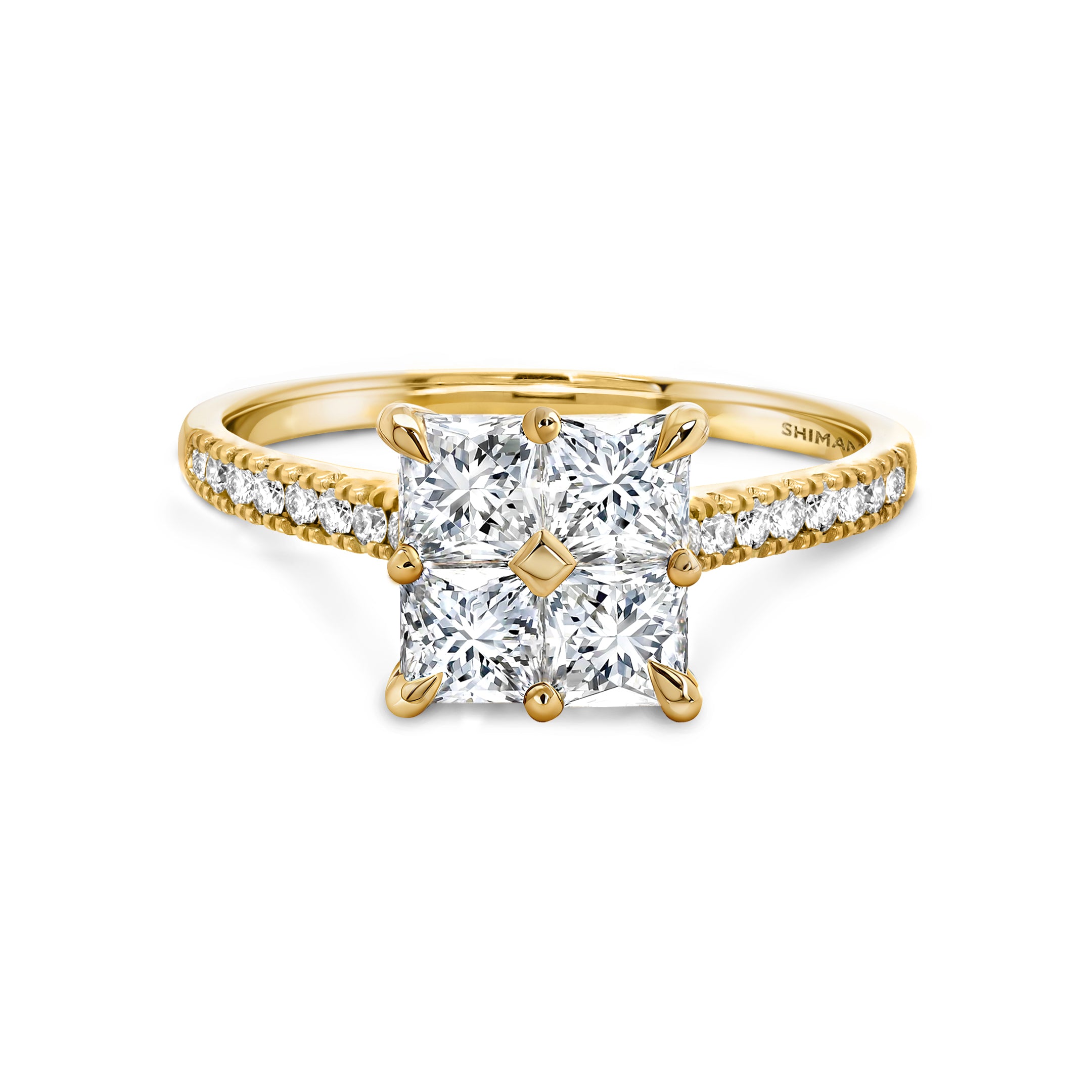Shimansky 0.8 TCW My Girl Diamond Microset Mosaic Ring in 14K Gold Front View